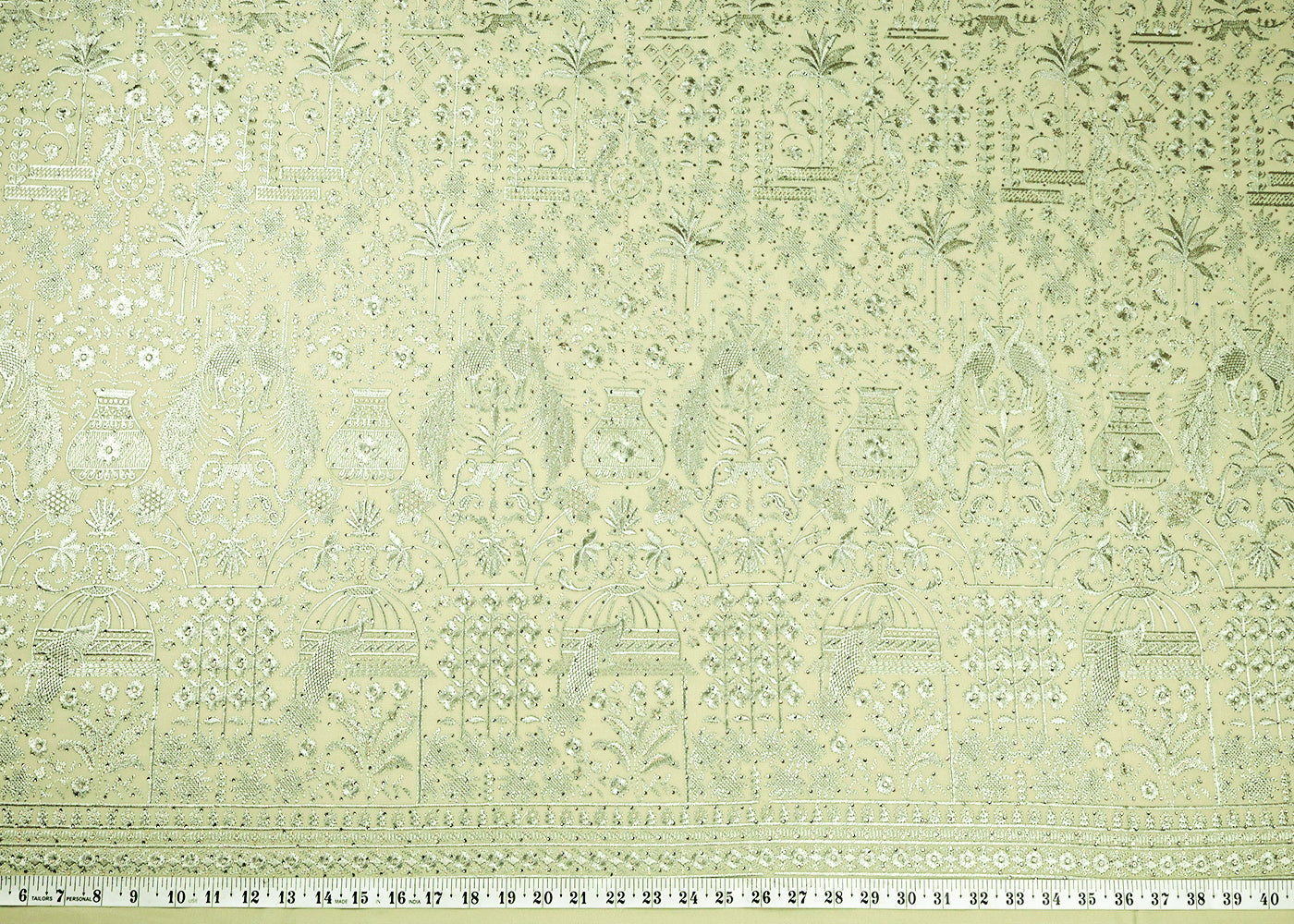 Pista Green Georgette Fabric Allove Thread And Swarovski Work 16279