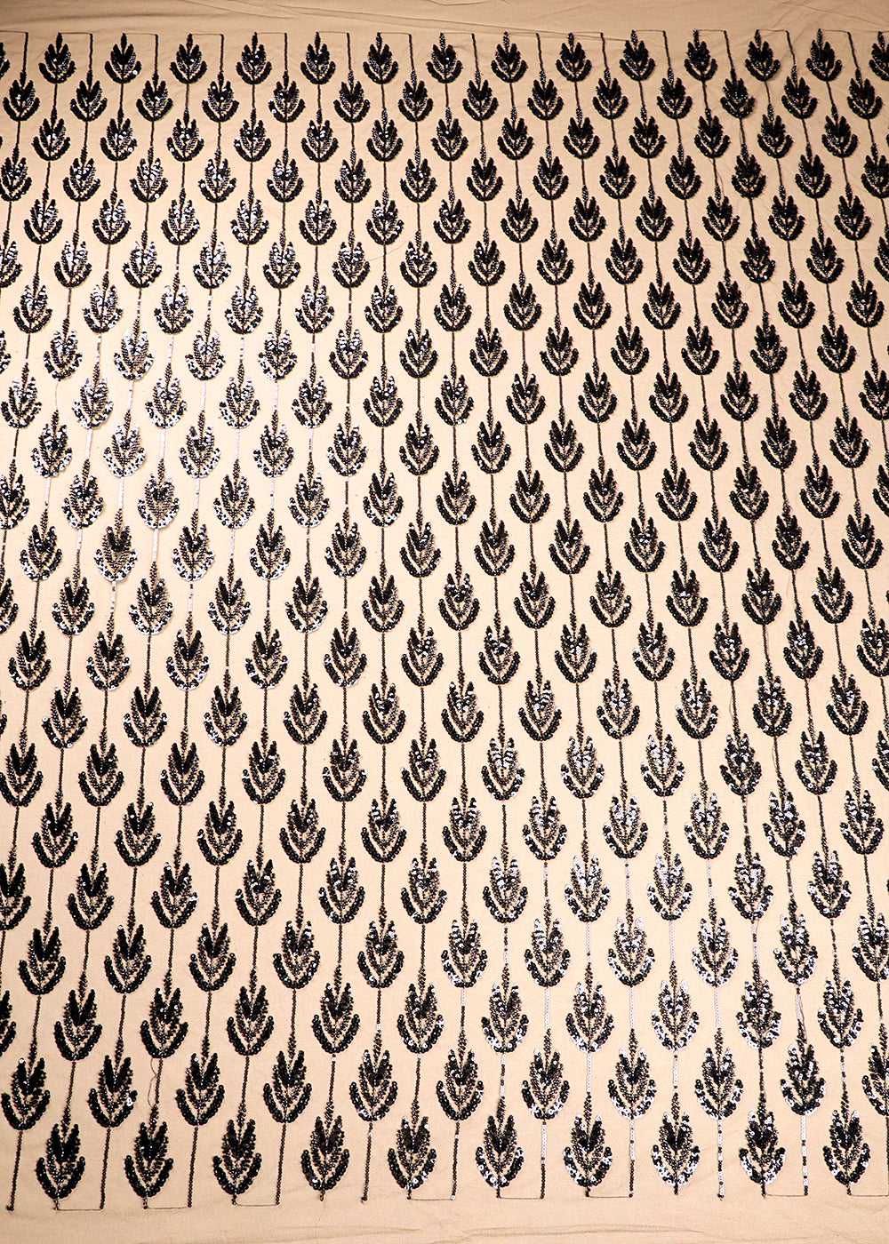 Black Imported Net Fabric With All Over Sequins And Bead Work 16283
