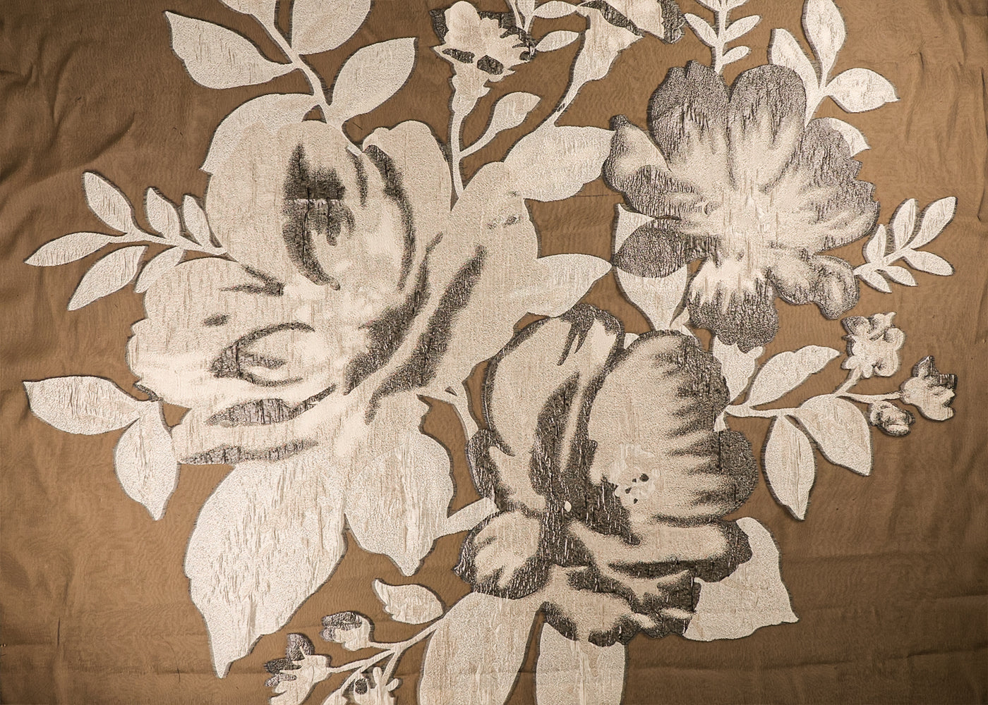 Ivory Organza Fabric With All Over Embosed Work 16299