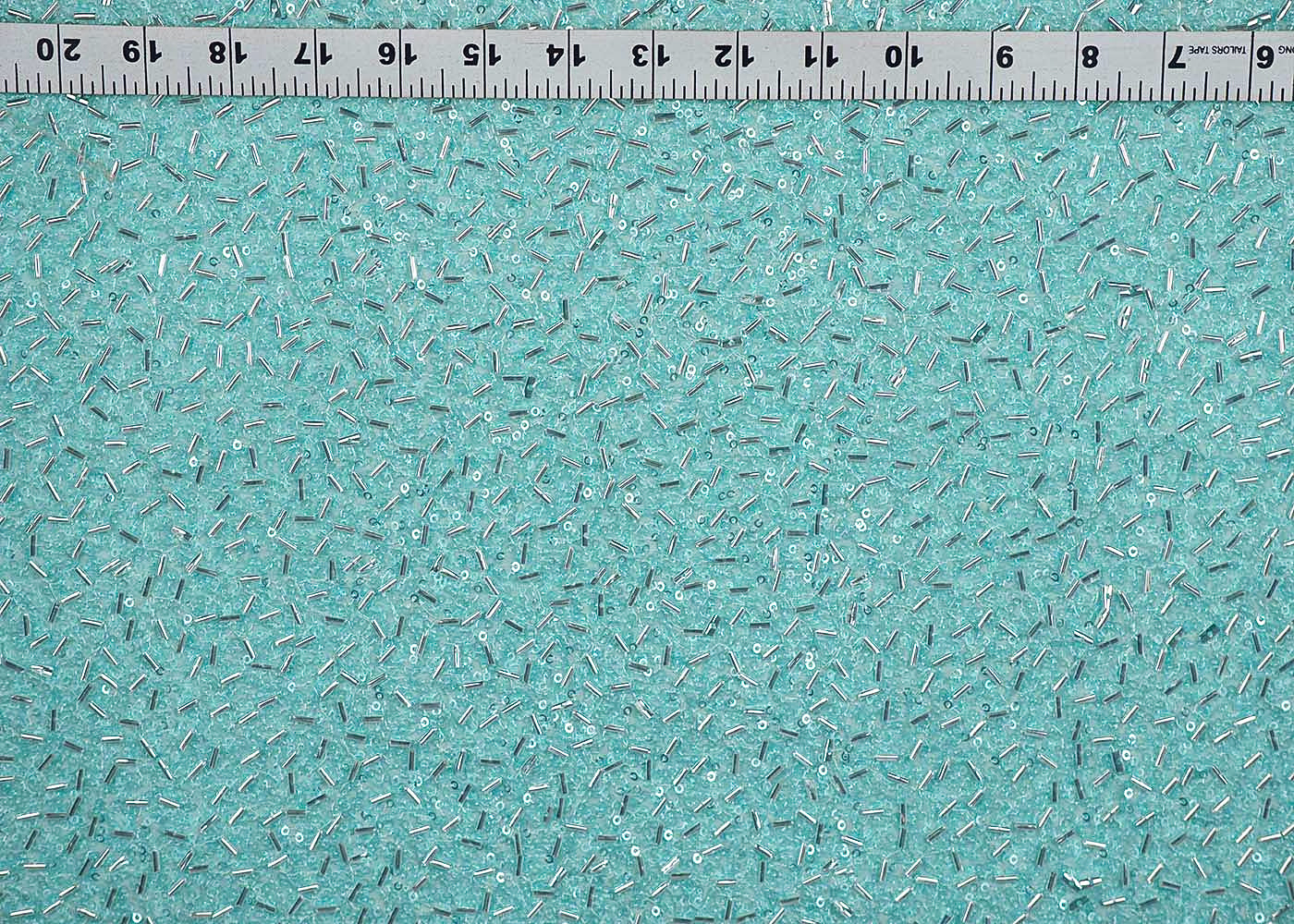 Pastel Blue Georgette Fabric With All Over Bead And Sequins Work 16320