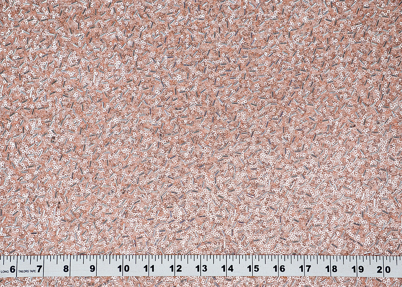 Peach Georgette Fabric With All Over Bead And Sequins Work 16321