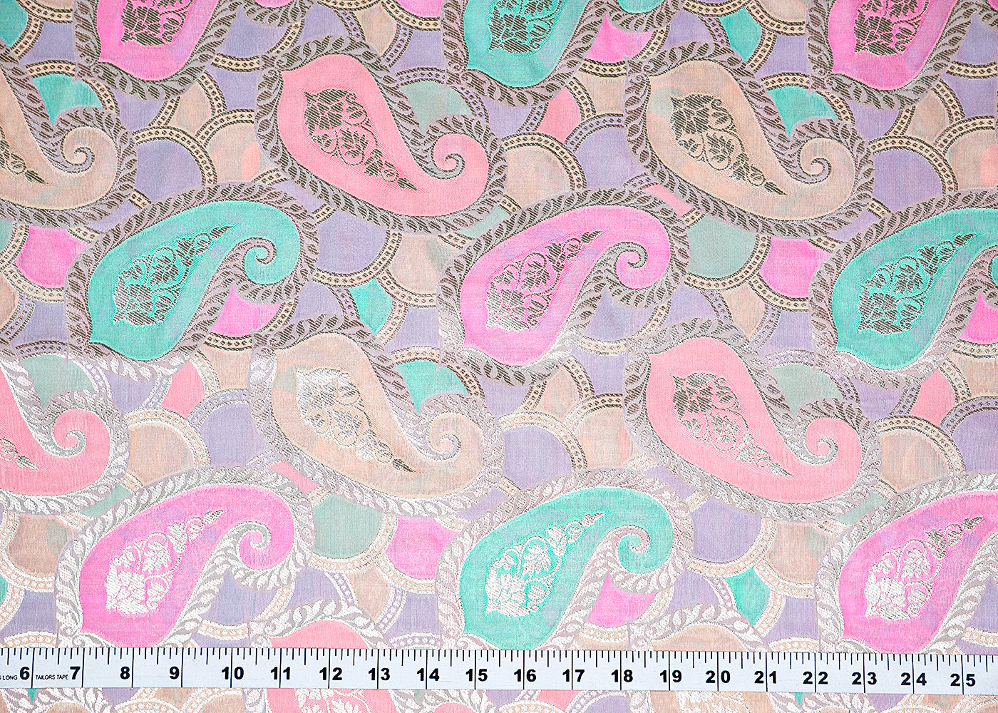 Peach Banarasi Brocade Fabric With All Over Golden Zari Handloom 16333