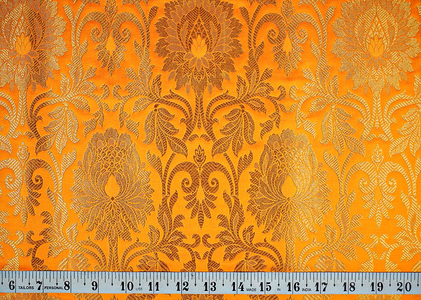 Yellow Banarasi Brocade Fabric With All Over Golden Zari Handloom 16340