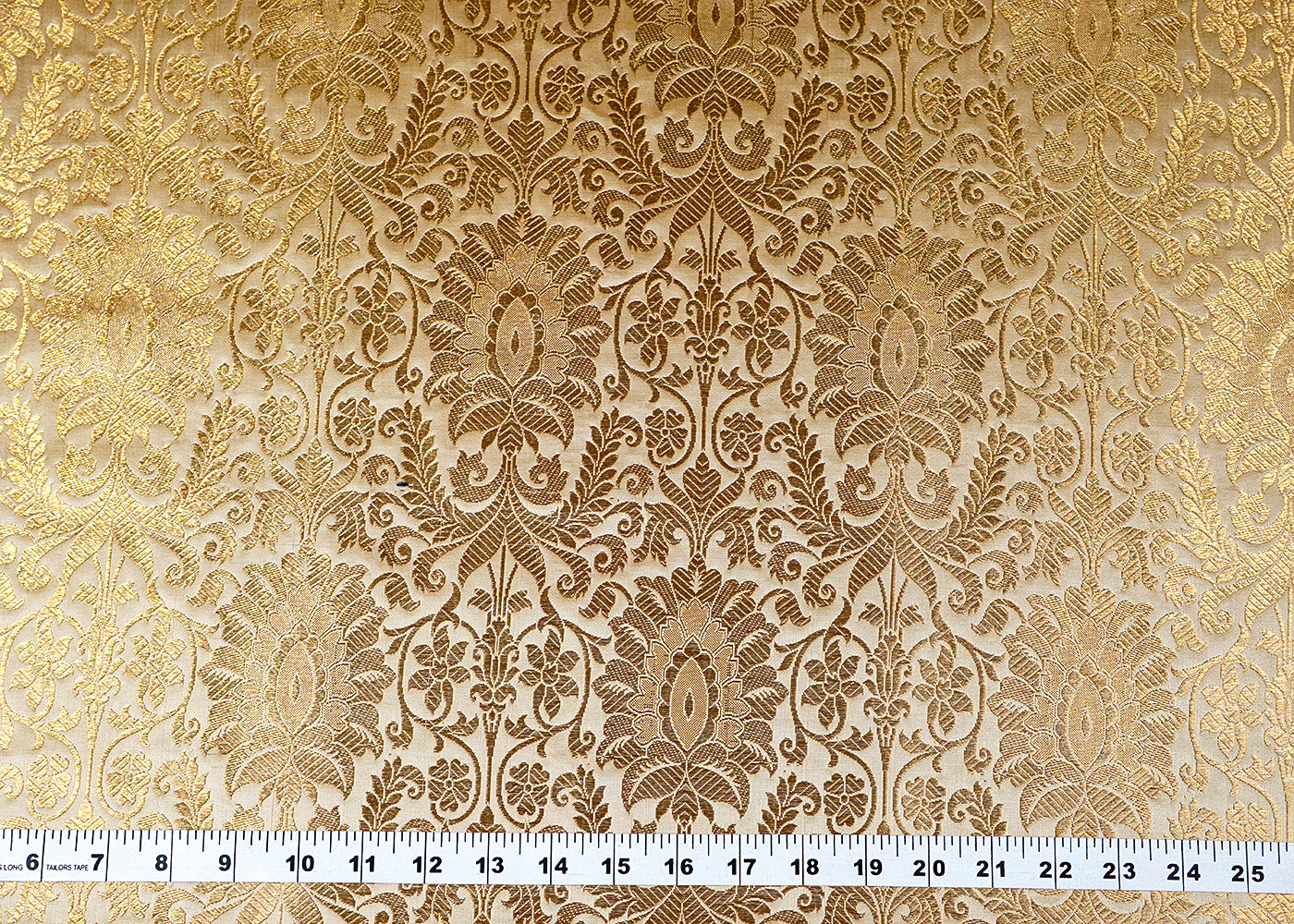 Golden Banarasi Brocade Fabric With All Over Golden Zari Handloom 16346