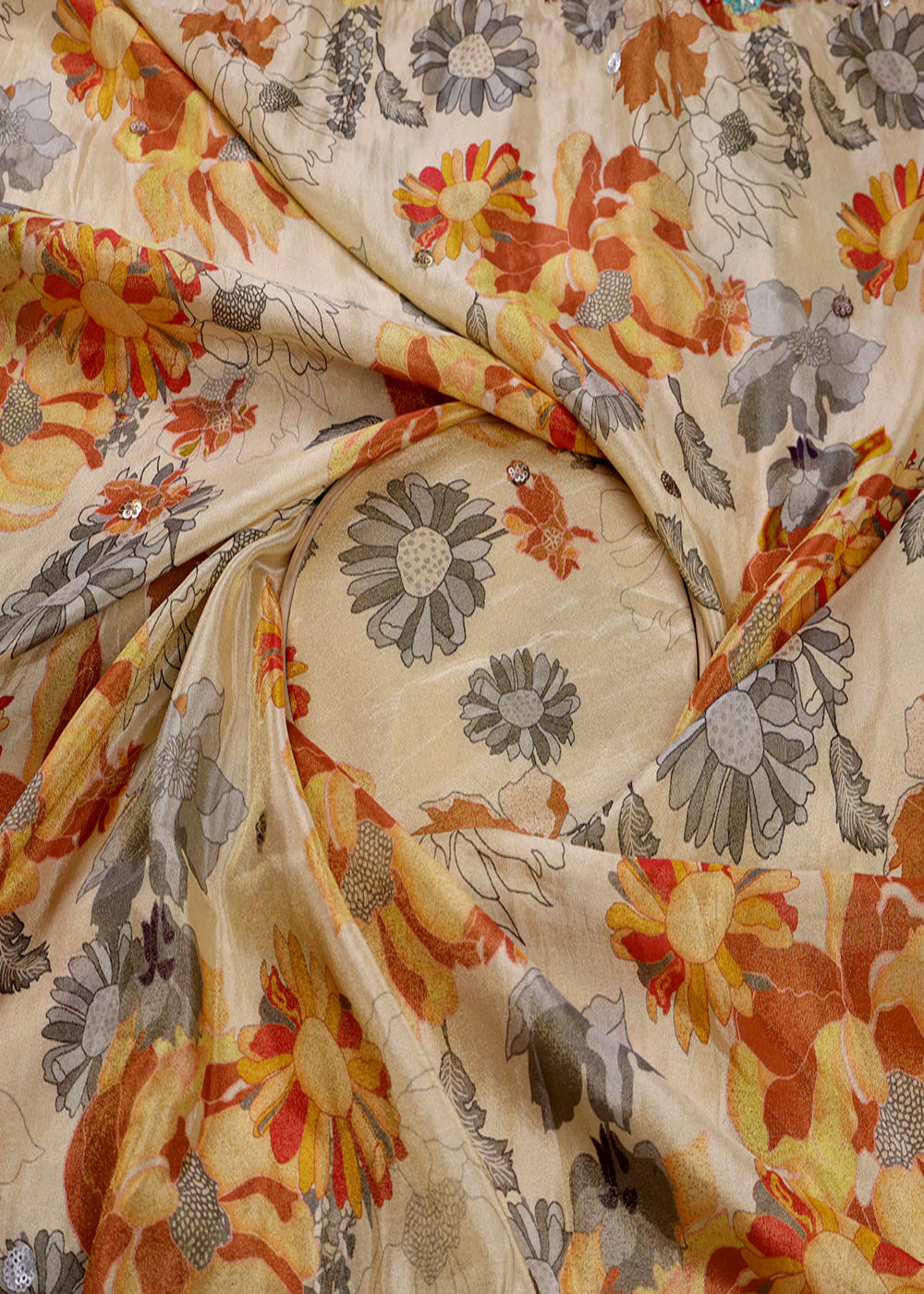 Mustard-Tissue-Dupatta-Fabric-With-Two-Side-Floral-Print-And-Sequins-Work-Border-16369-close-view