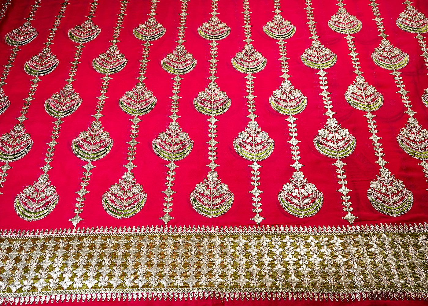 Rani Georgette Fabric With All Over Gota Patti, Thread And Sequins Work With One Side Heavy Border 16391