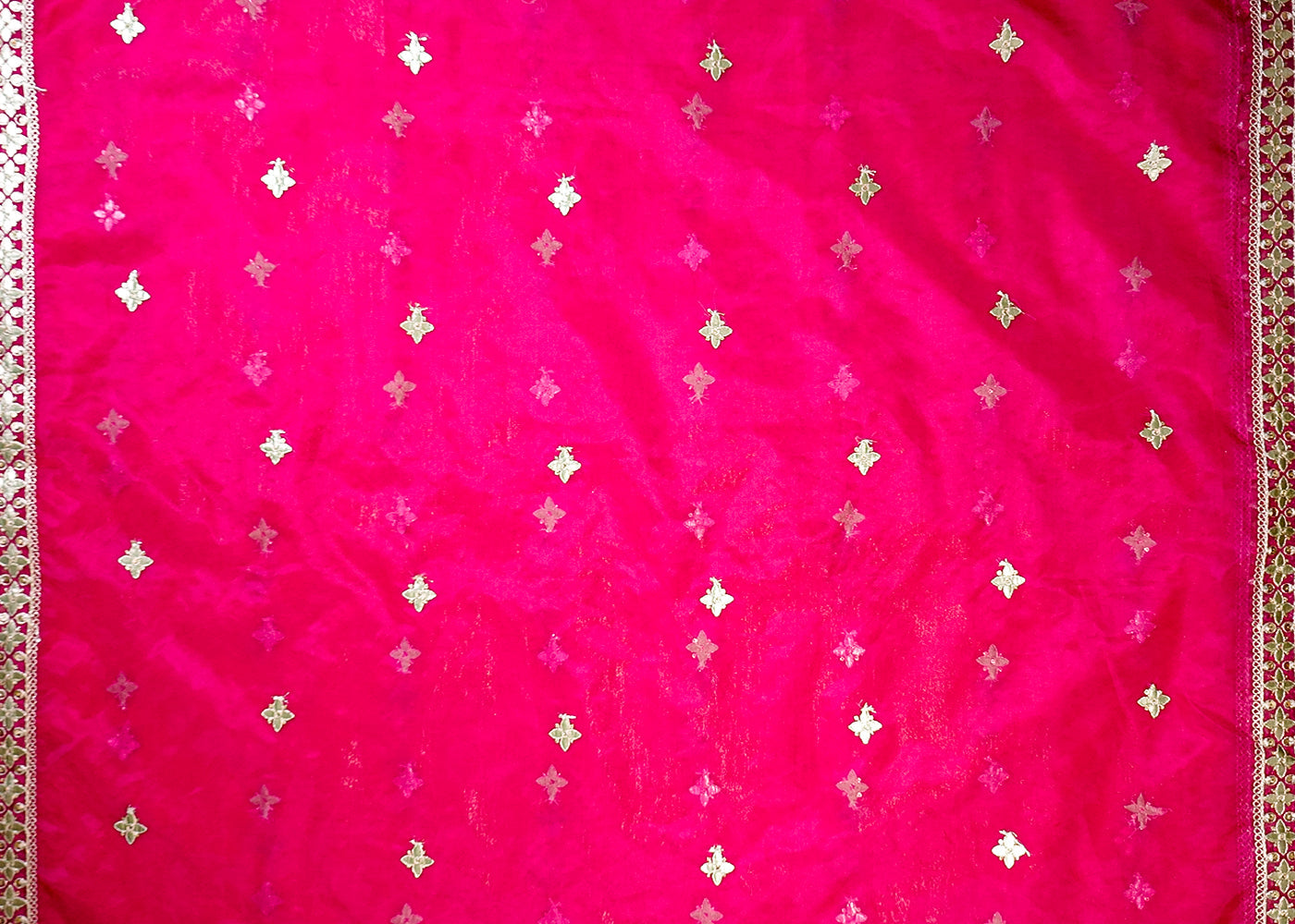 Rani Organza Dupatta Fabric With All Over Gota Patti And Sequins Work And Two Side Border 16393