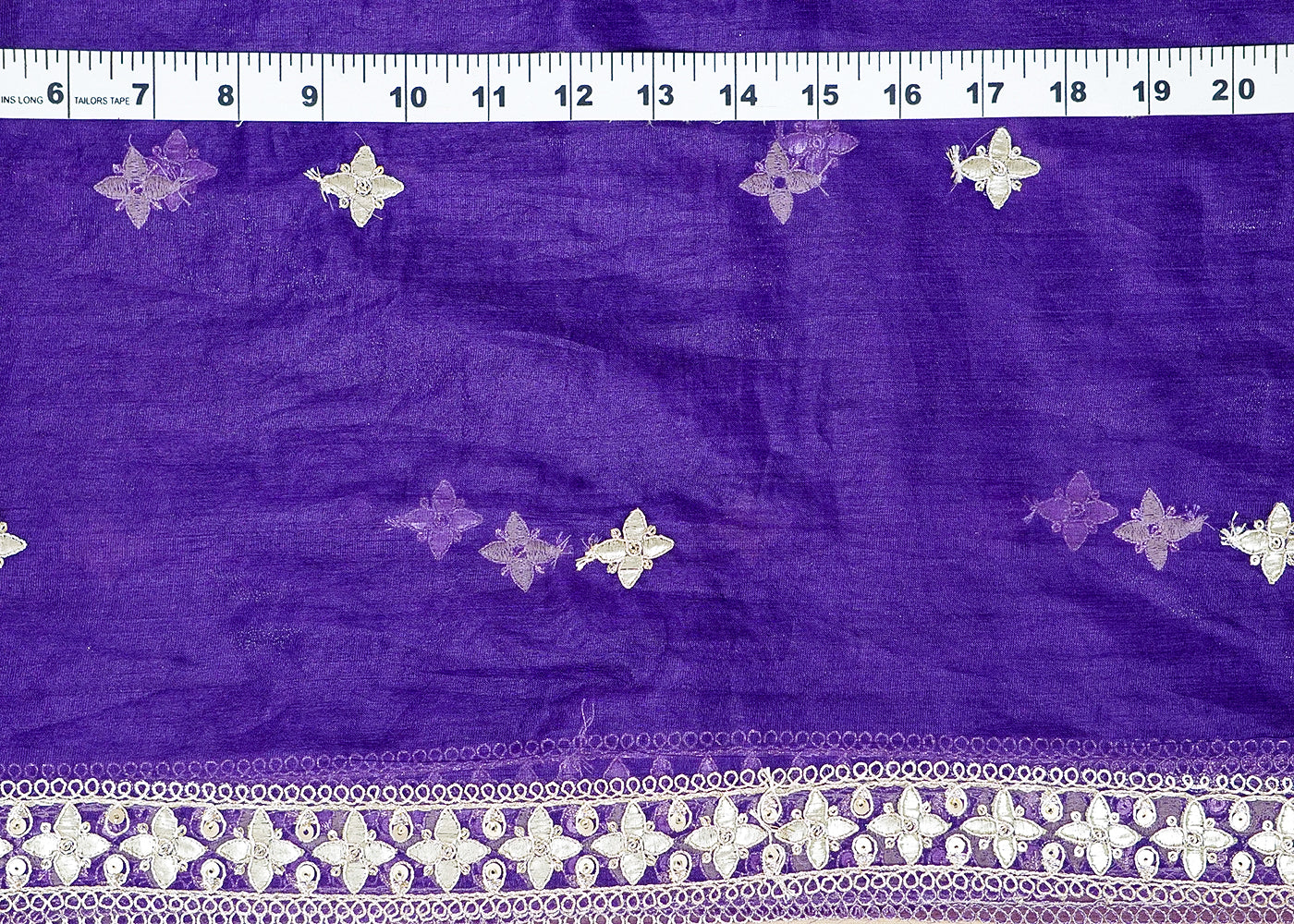 Purple Organza Dupatta Fabric With All Over Gota Patti And Sequins Work And Two Side Border 16395