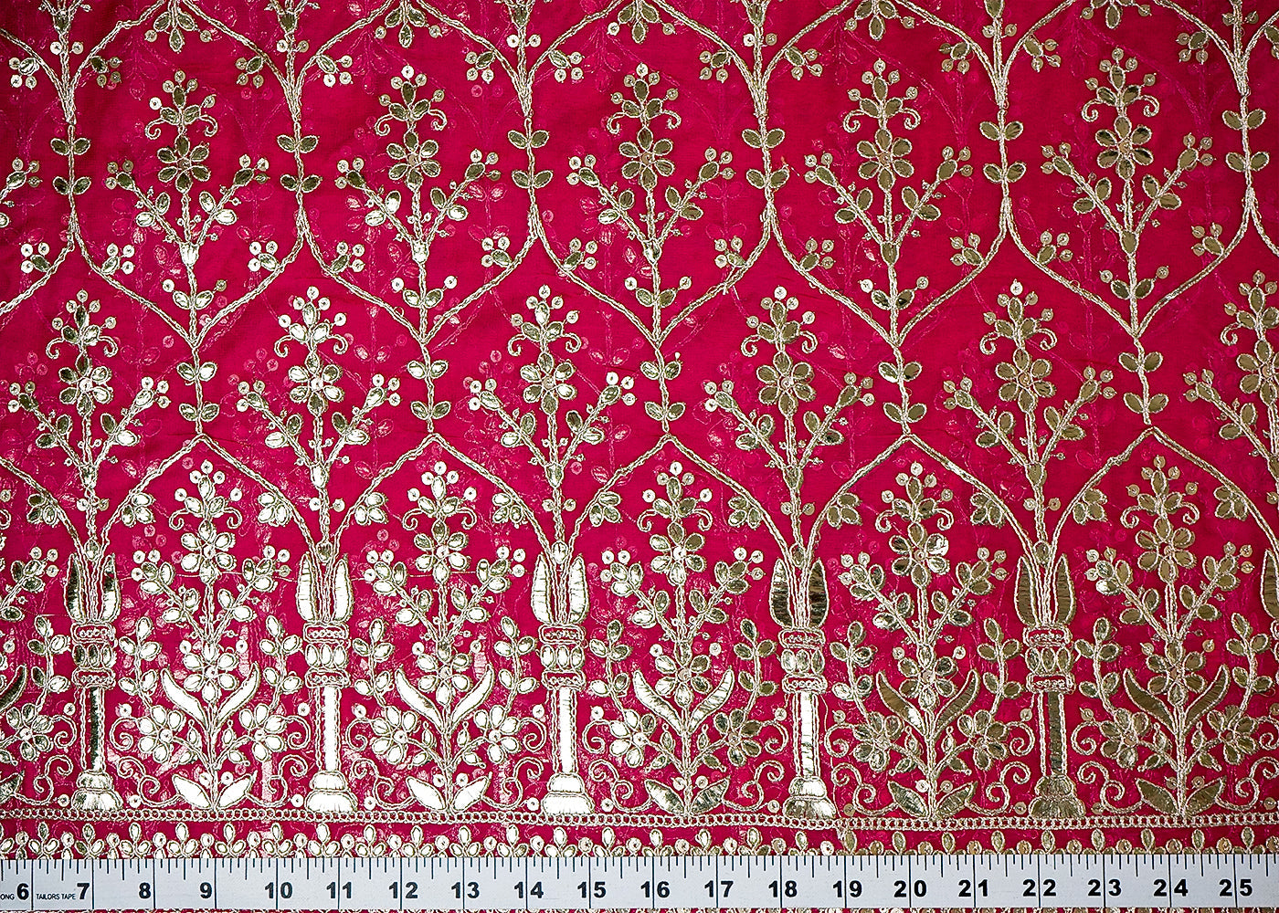 Rani Georgette Fabric With All Over Gota Patti, Thread And Sequins Work With One Side Heavy Border 16396