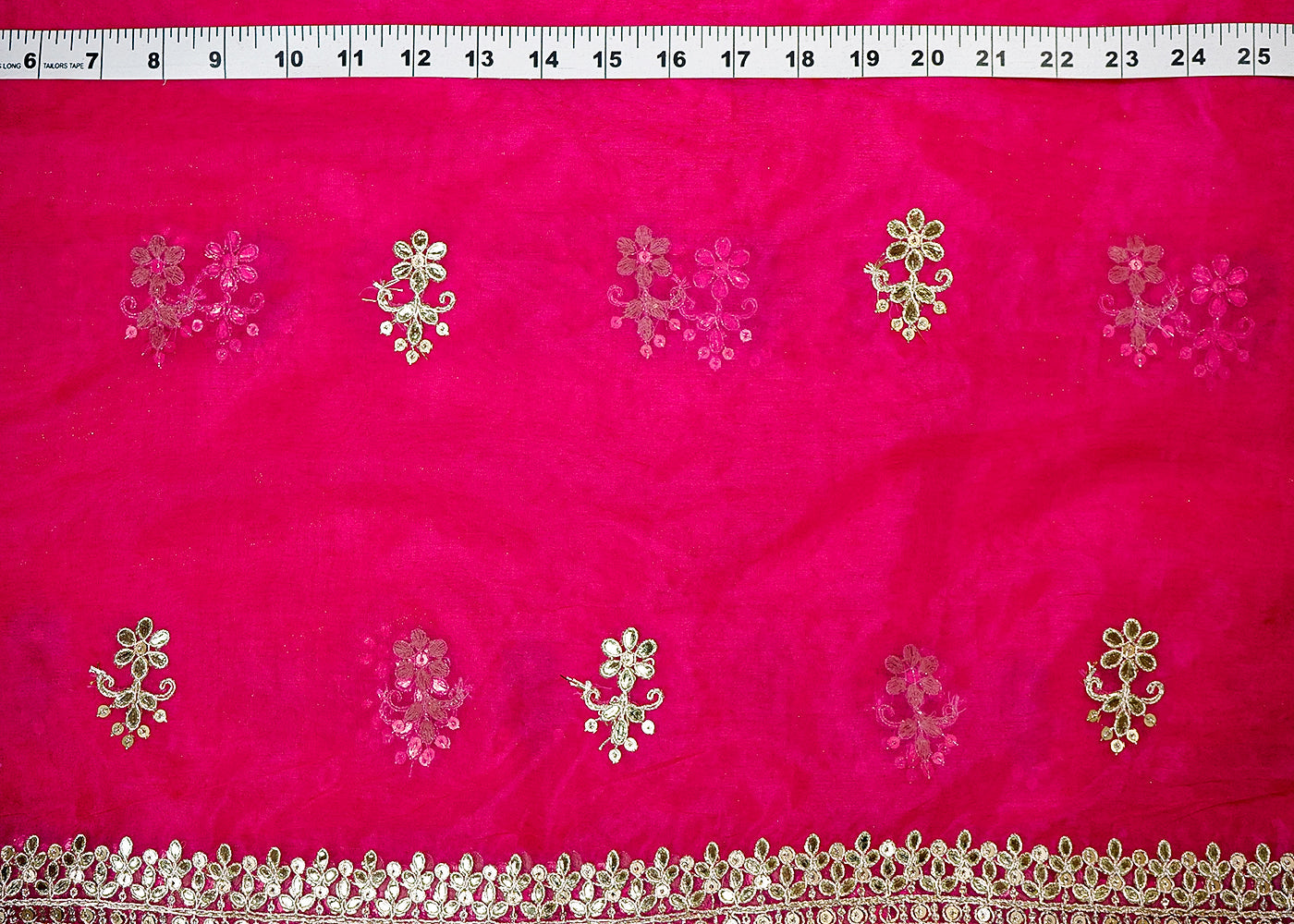 Rani Organza Dupatta Fabric With All Over Gota Patti And Sequins Work And Two Side Border 16397