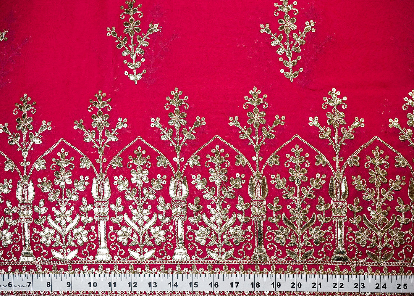 Rani Georgette Fabric With All Over Gota Patti, Thread And Sequins Work With One Side Heavy Border 16398