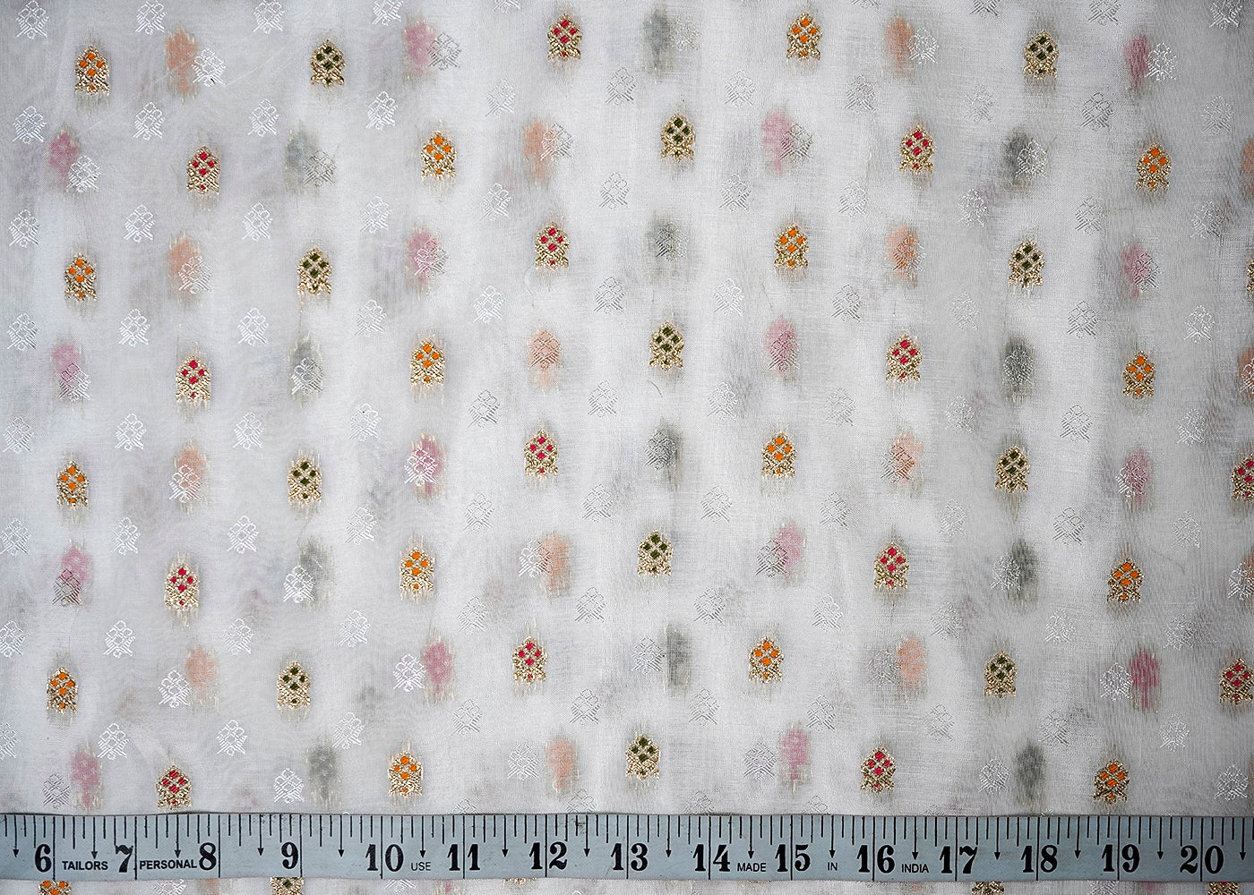 White Upada Silk Fabric With All Over Thread And Zari Work 16421