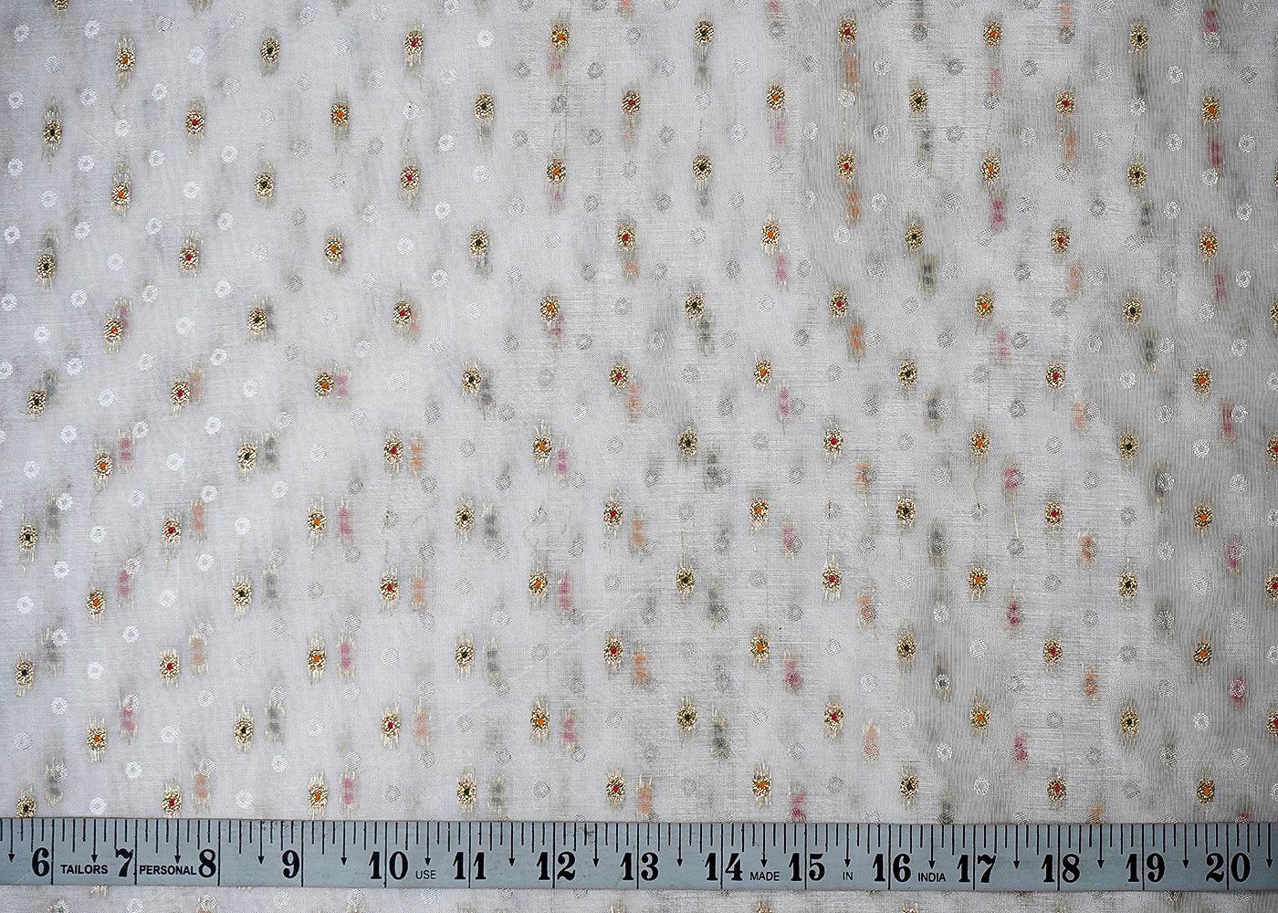 White Upada Silk Fabric With All Over Thread And Zari Work 16422