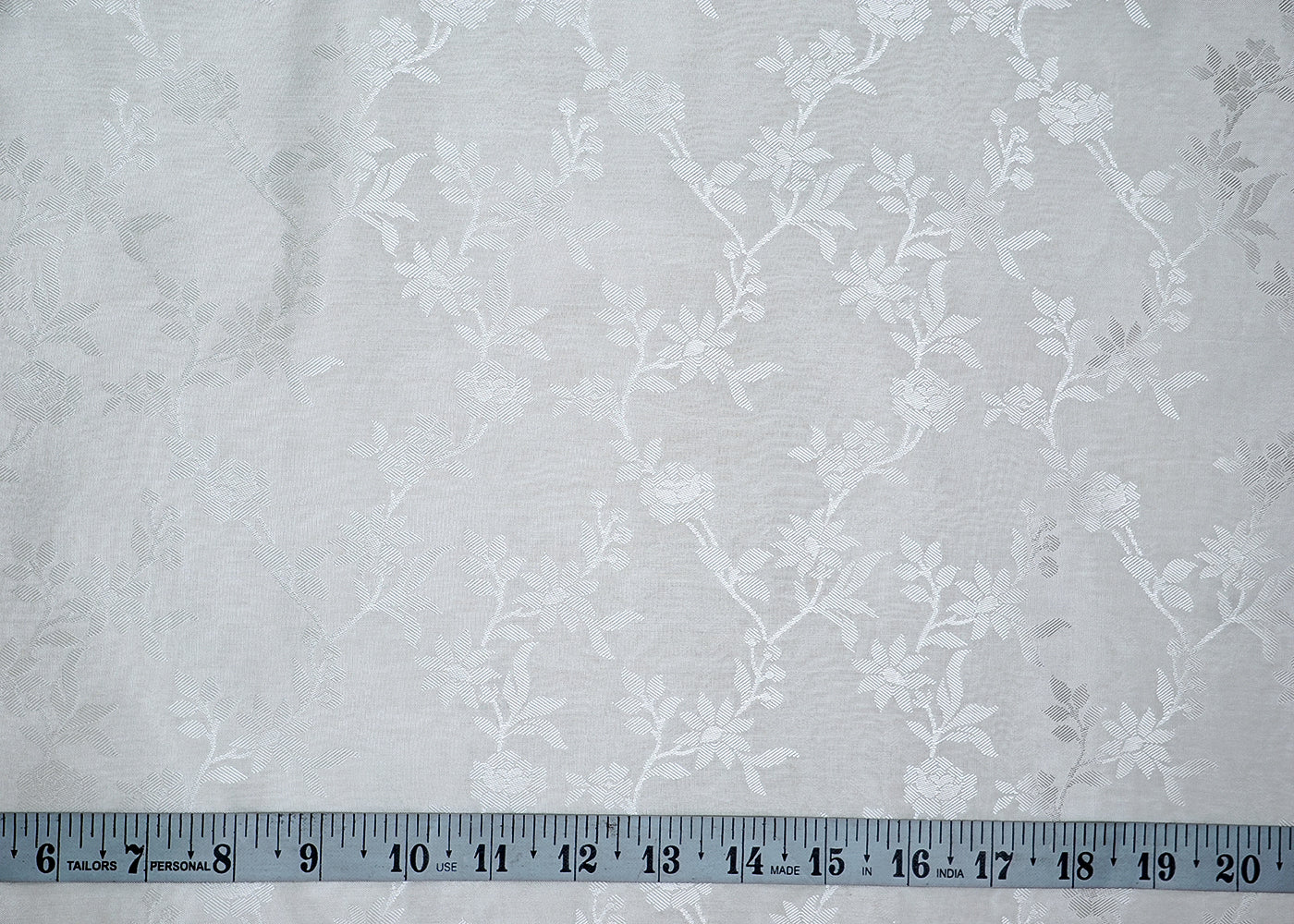 White Upada Silk Fabric With All Over Self Work 16423