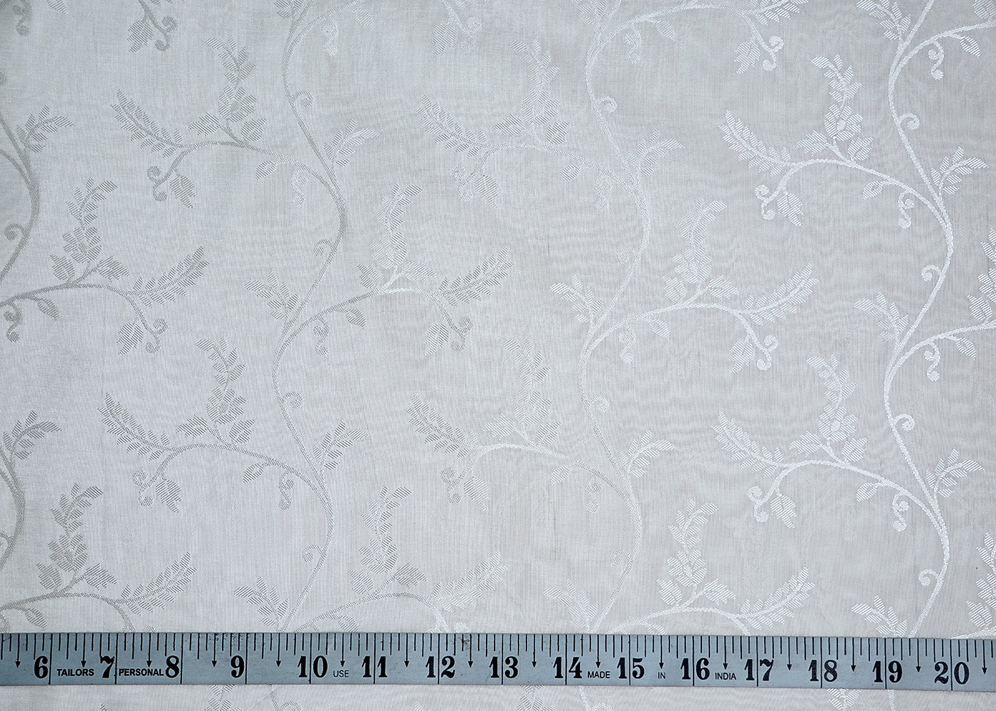 White Upada Silk Fabric With All Over Self Work 16424