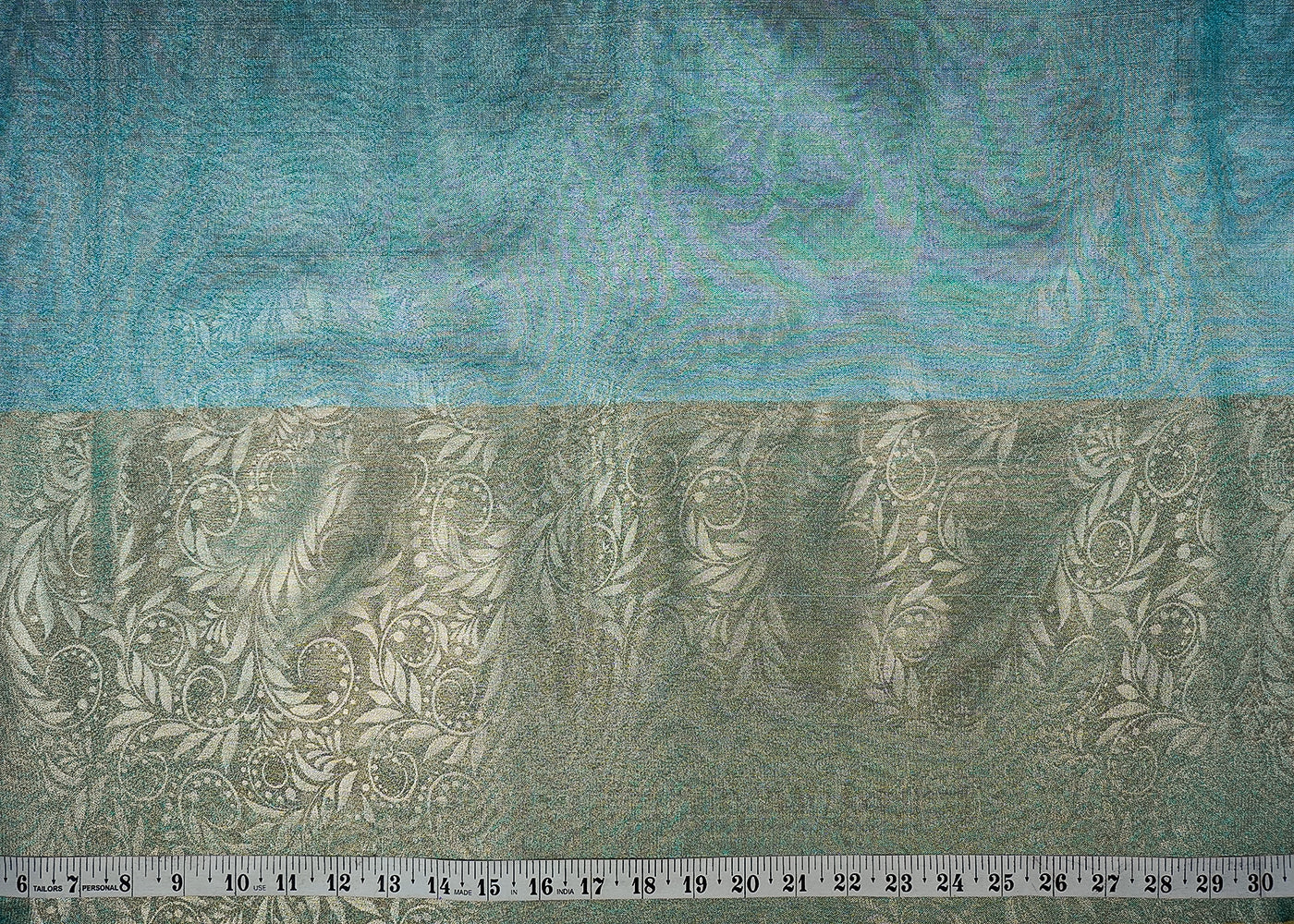 Sky Blue Tissue Fabric With All Over Traditional Self Work 16486
