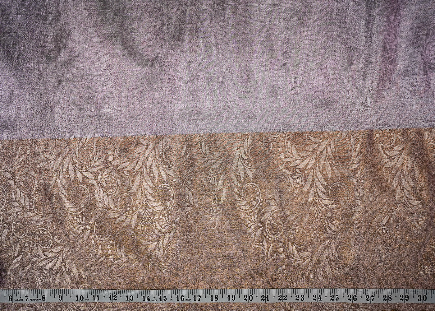Purple Tissue Fabric With All Over Traditional Self Work 16488