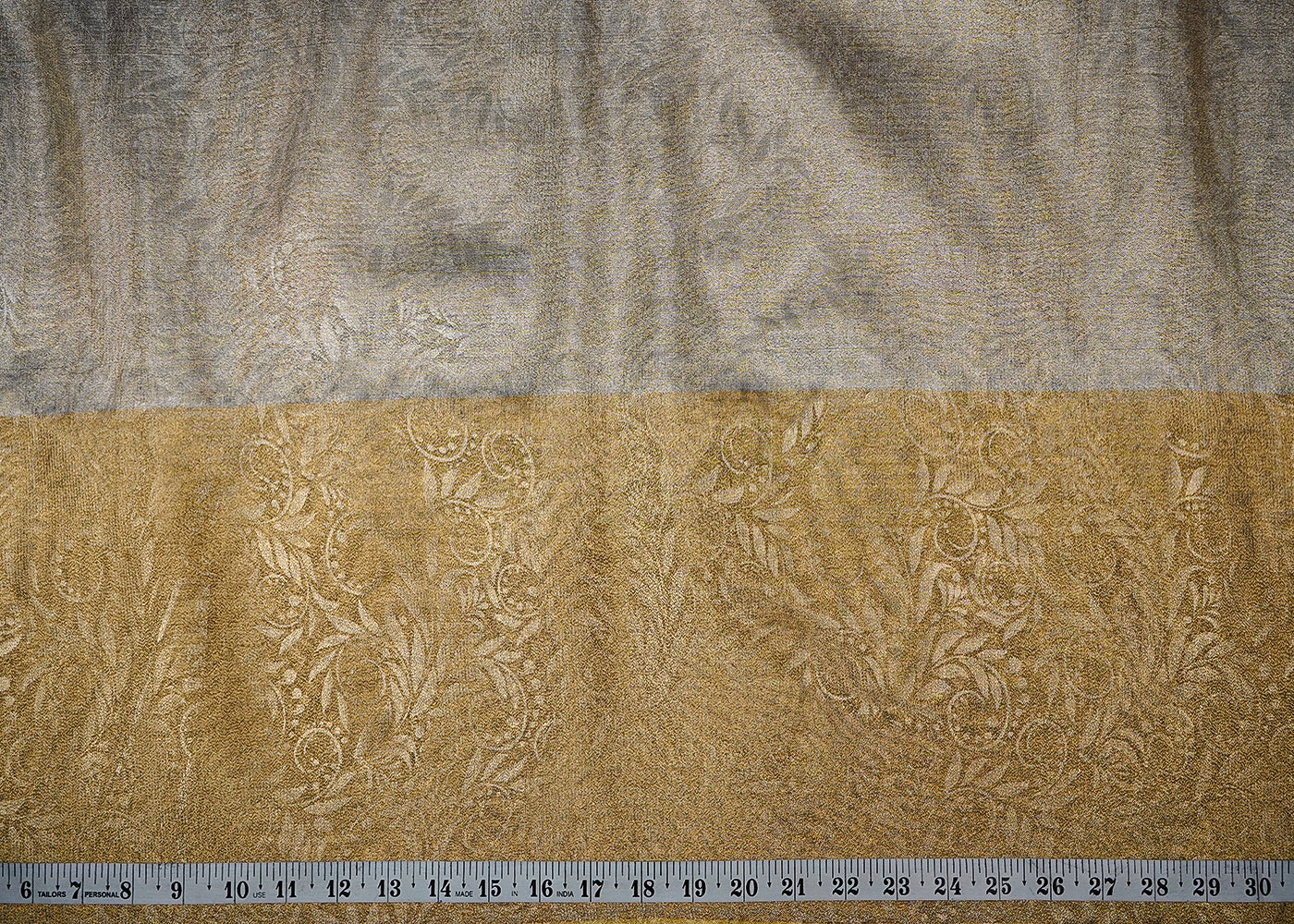 Light Golden Tissue Fabric With All Over Traditional Self Work 16490