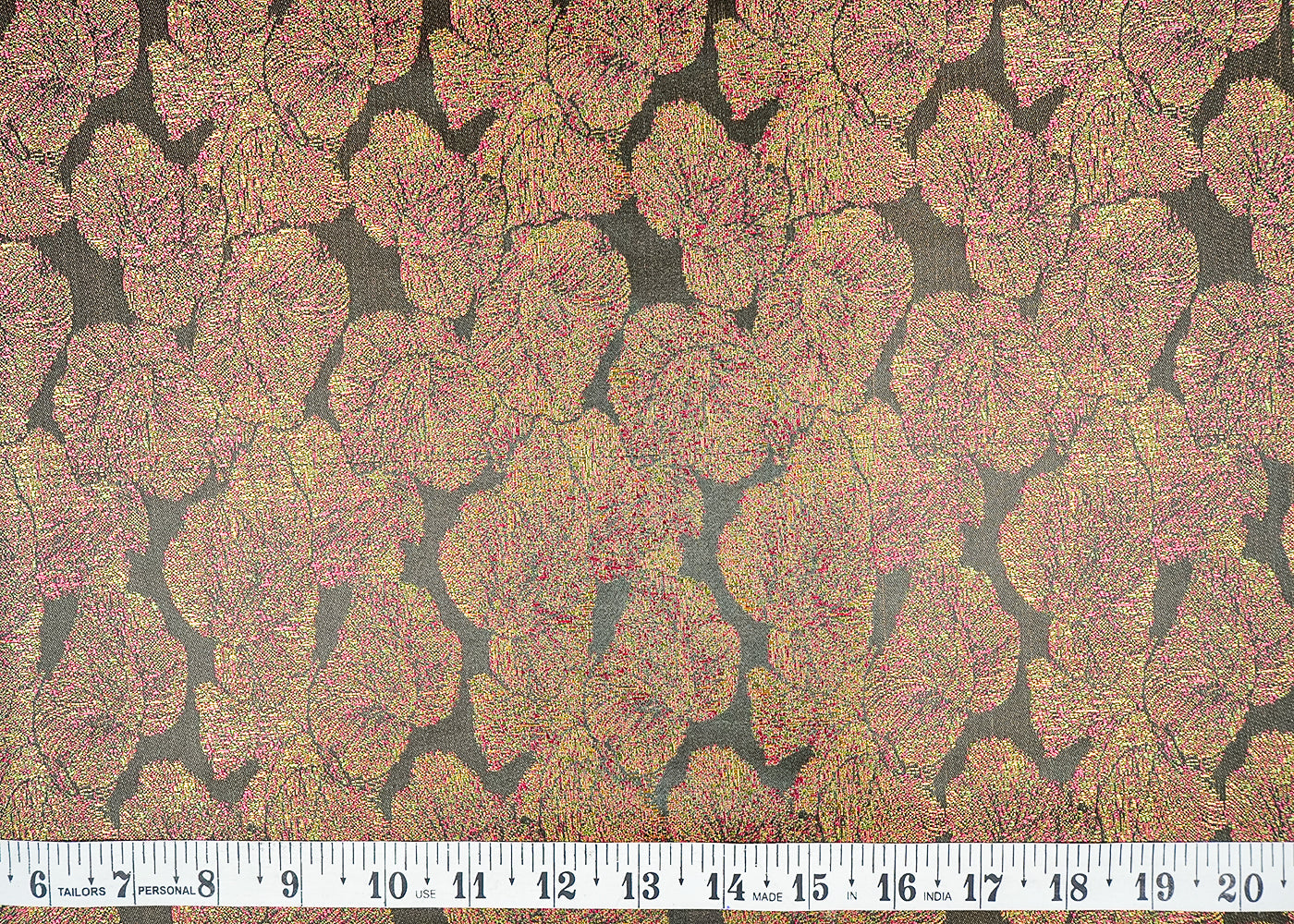 Black Banarasi Brocade Fabric With All Over Golden Zari Handloom 16502