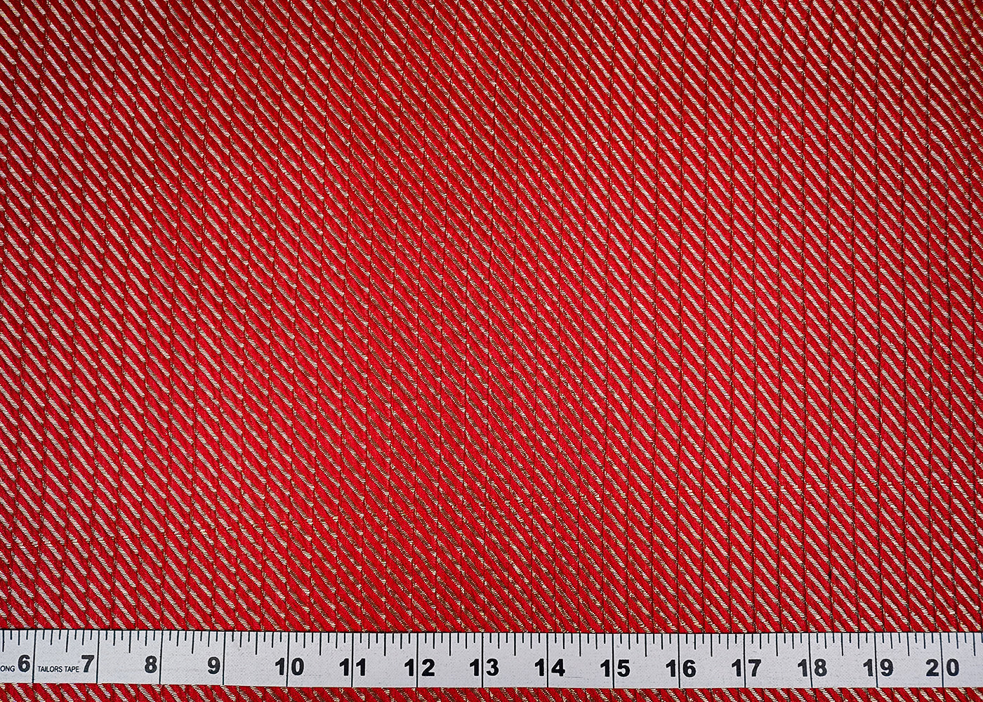 Red Banarasi Silk Fabric With All Over Golden Zari Handloom 16512