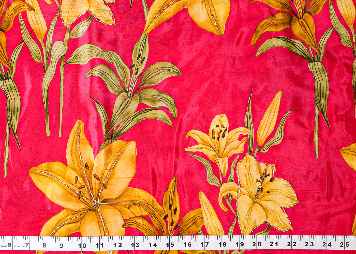 Pink Crepe Fabric With All Over Floral Print And Katdana Work 16529