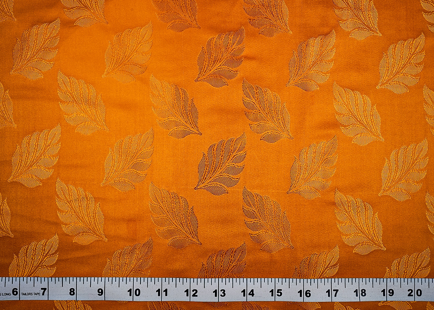 Yellow Banarasi Brocade Fabric With All Over Thread Handloom 16575