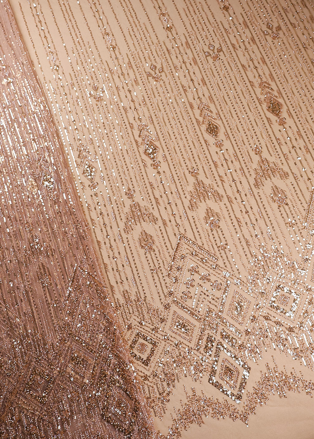 Chiku Imported Net Fabric With All Over Sequins And Bead Work With One Side Heavy Border 16591