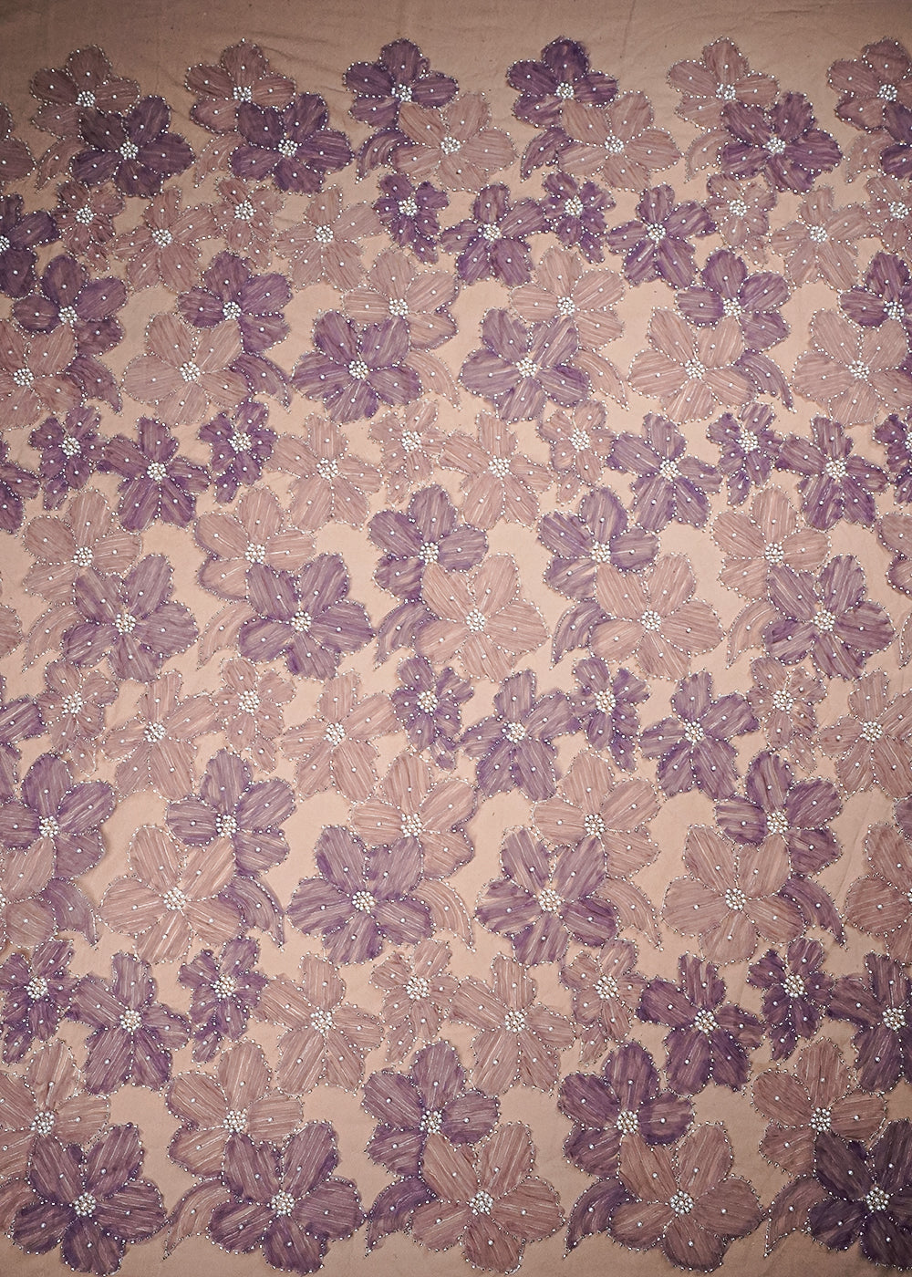 Onion Imported Net Fabric With All Over Applique Work With Bead And Pearl 16608