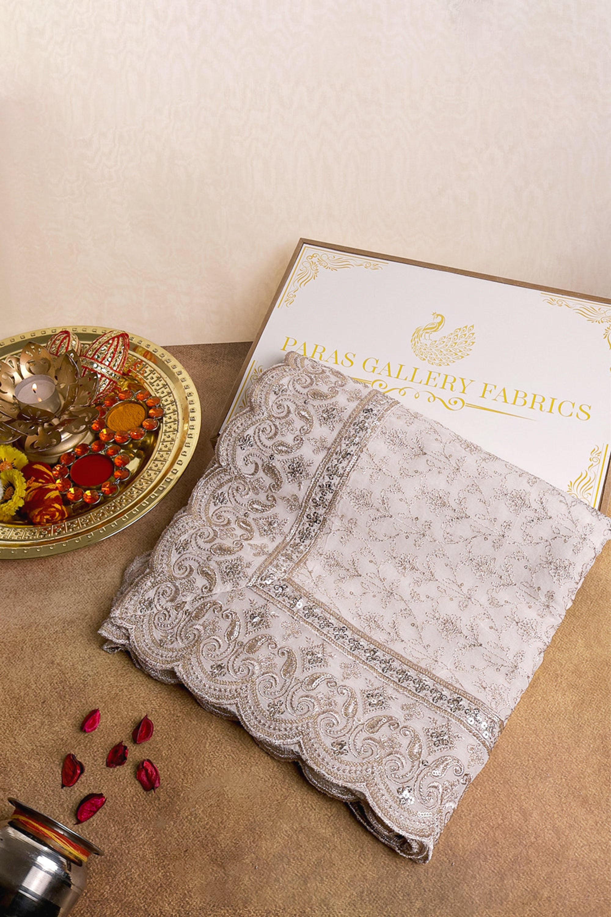 White Dyeable Georgette Dupatta With All Over Zari And Sequins Work 16619