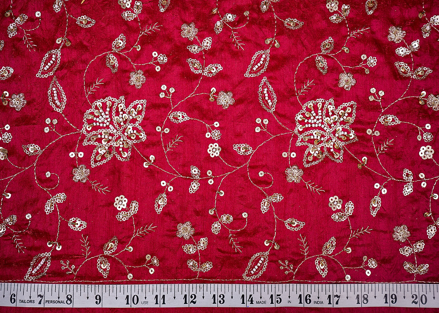 Magenta Diamond Silk Fabric With All Over Zari, Sequins, Bead And Katdana Work 16672