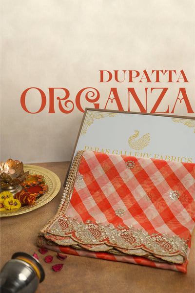 White Dyeable Organza Dupatta With All Over Zari And Bead Work 16690