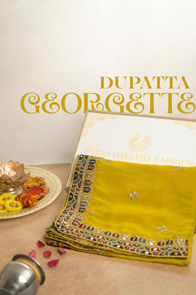White Dyeable Georgette Dupatta With All Over Thread, Zari And Sequins Work 216699