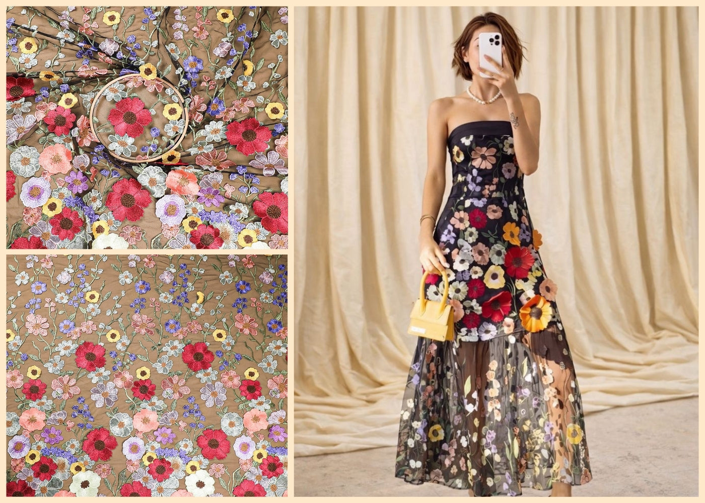 Isha Borah Inspired Edition | Black Embroidered Net Unstitched Fabric 16716