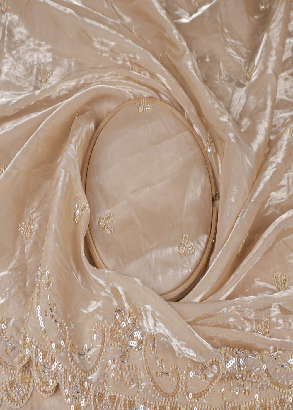 Chiku-Organza-Satin-Dupatta-Fabric-With-All-Over-Bead-Katdana-Sequins-And-Two-Side-Scalloped-Border-16730--close-view