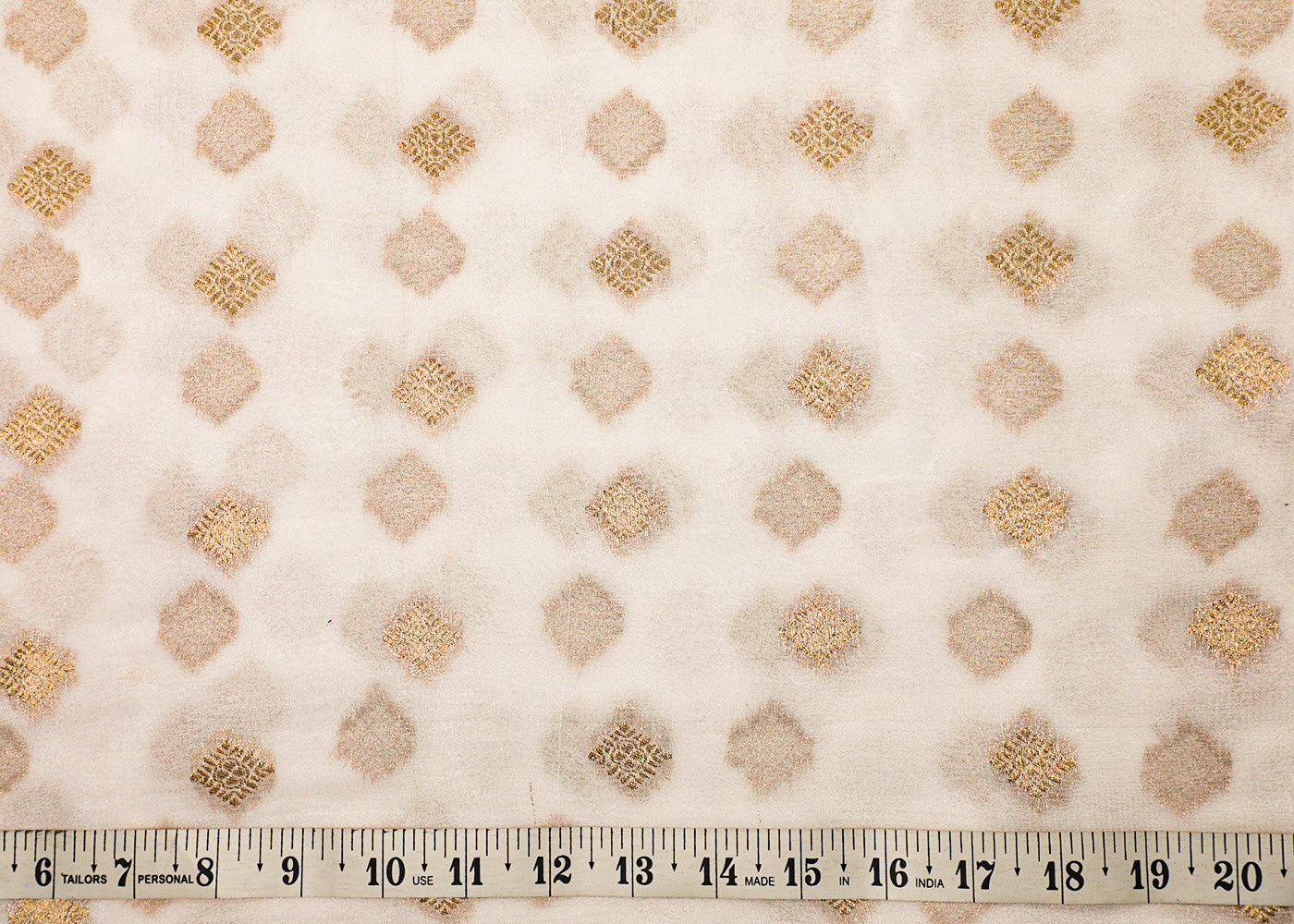 White Georgette Fabric With All Over Zari Handloom 16752