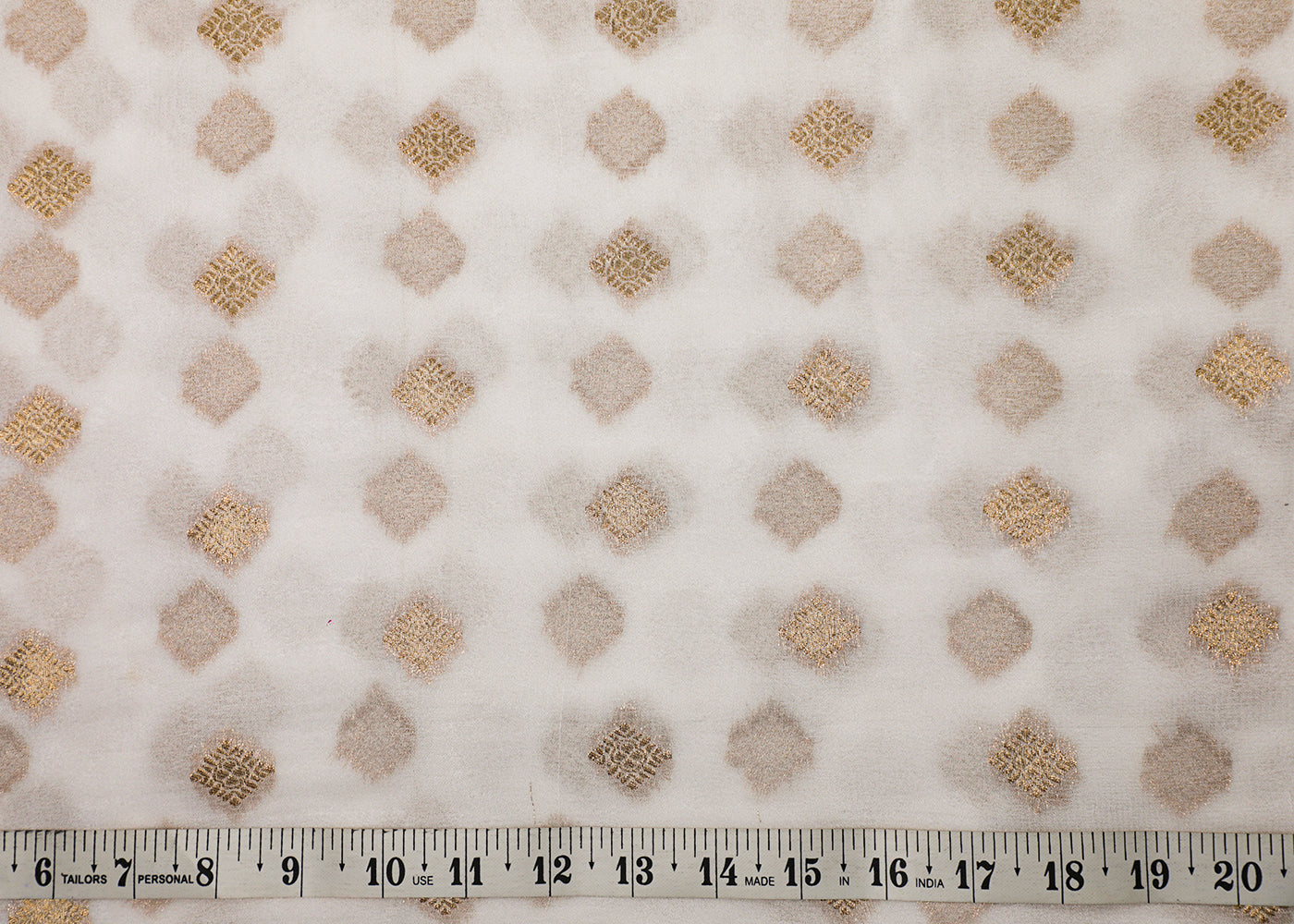 White Georgette Fabric With All Over Zari Handloom 16752