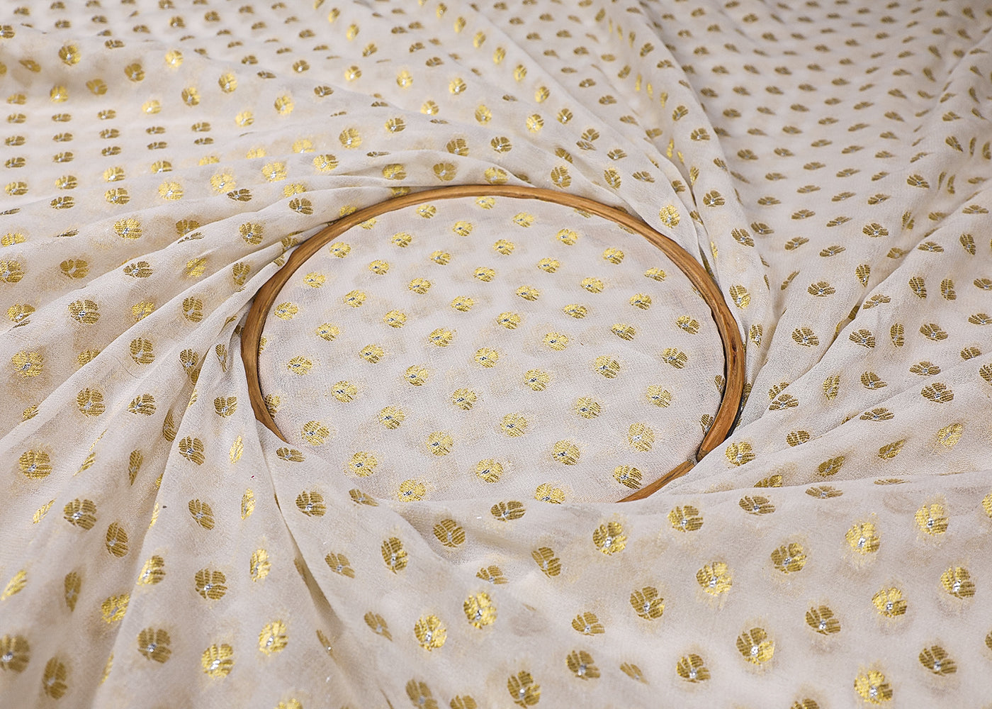 Mrunal Thakur Inspired Edition | White Embroidered Georgette Unstitched Fabric 16754