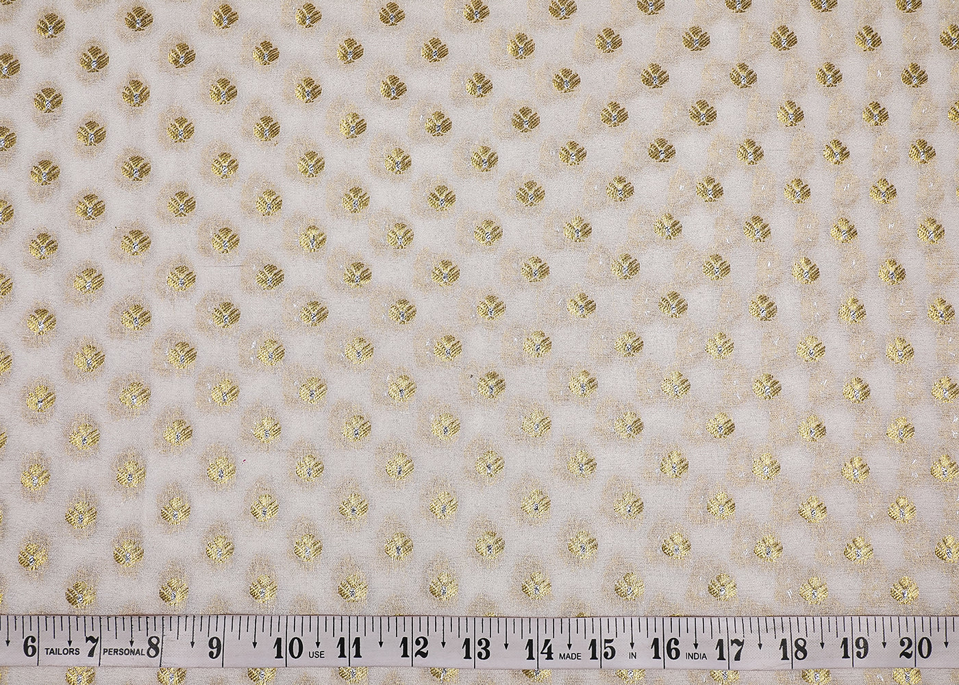White Georgette Fabric With All Over Zari And Sequins Buti 16754