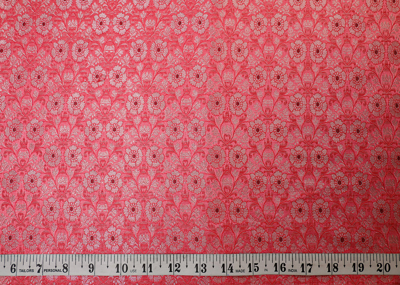 Light Pink Banarasi Brocade Fabric With All Over Thread And Golden Zari Handloom 16774