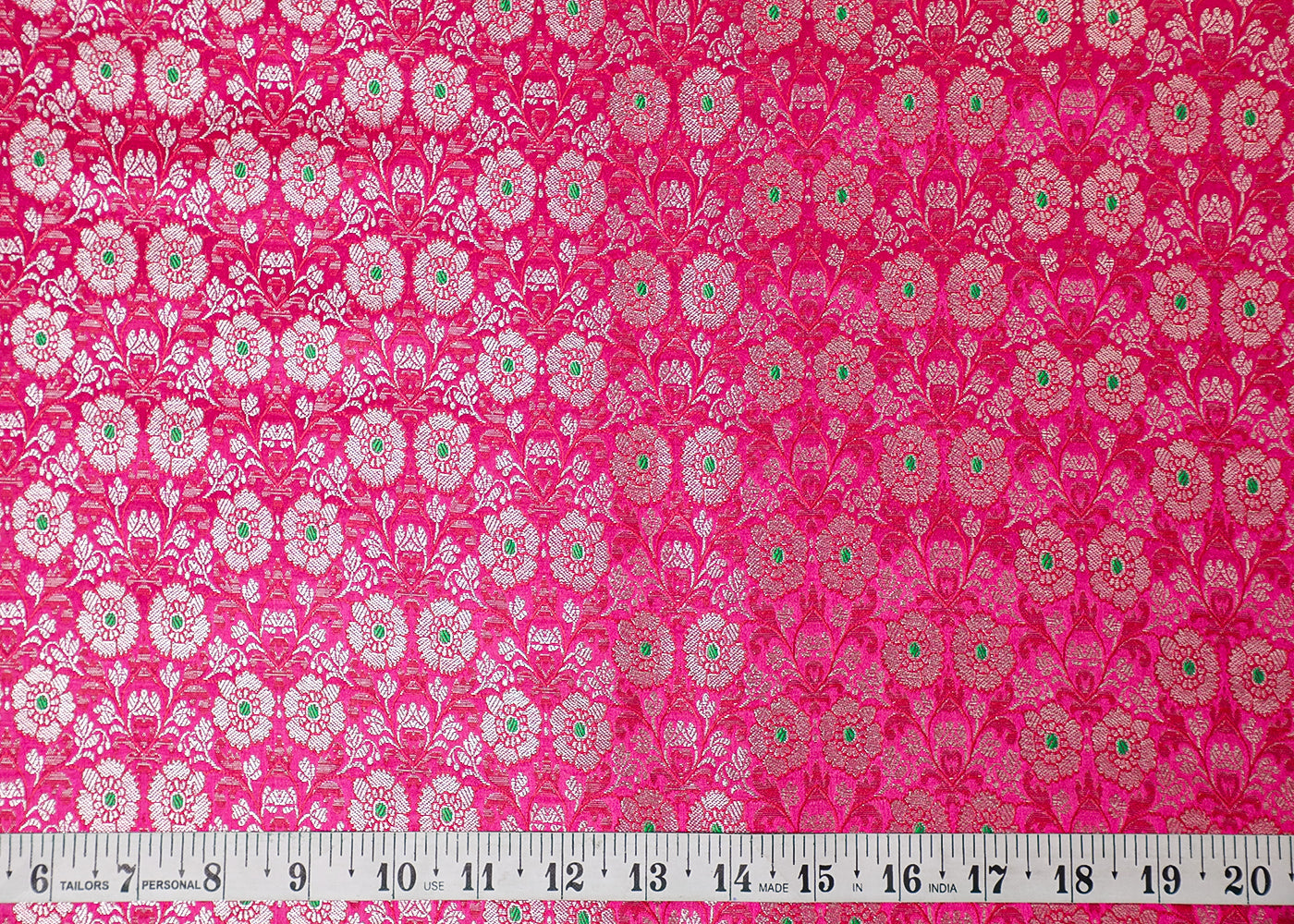 Pink Banarasi Brocade Fabric With All Over Thread And Golden Zari Handloom 16777