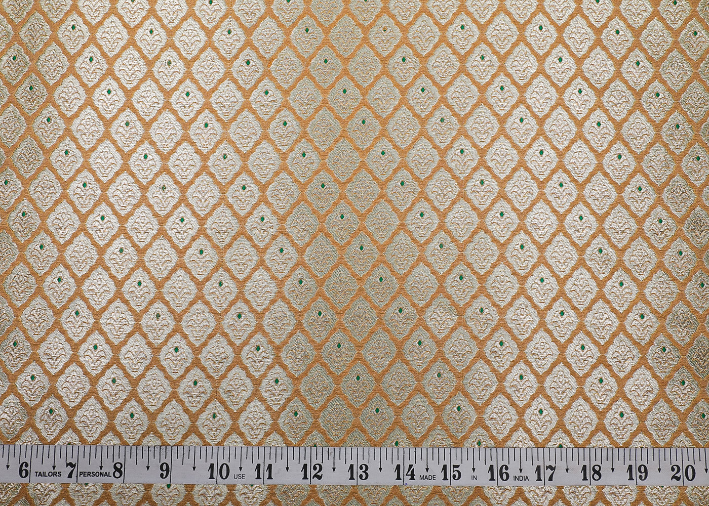 Mustard Banarasi Brocade Fabric With All Over Golden Zari And Thread Handloom 16780