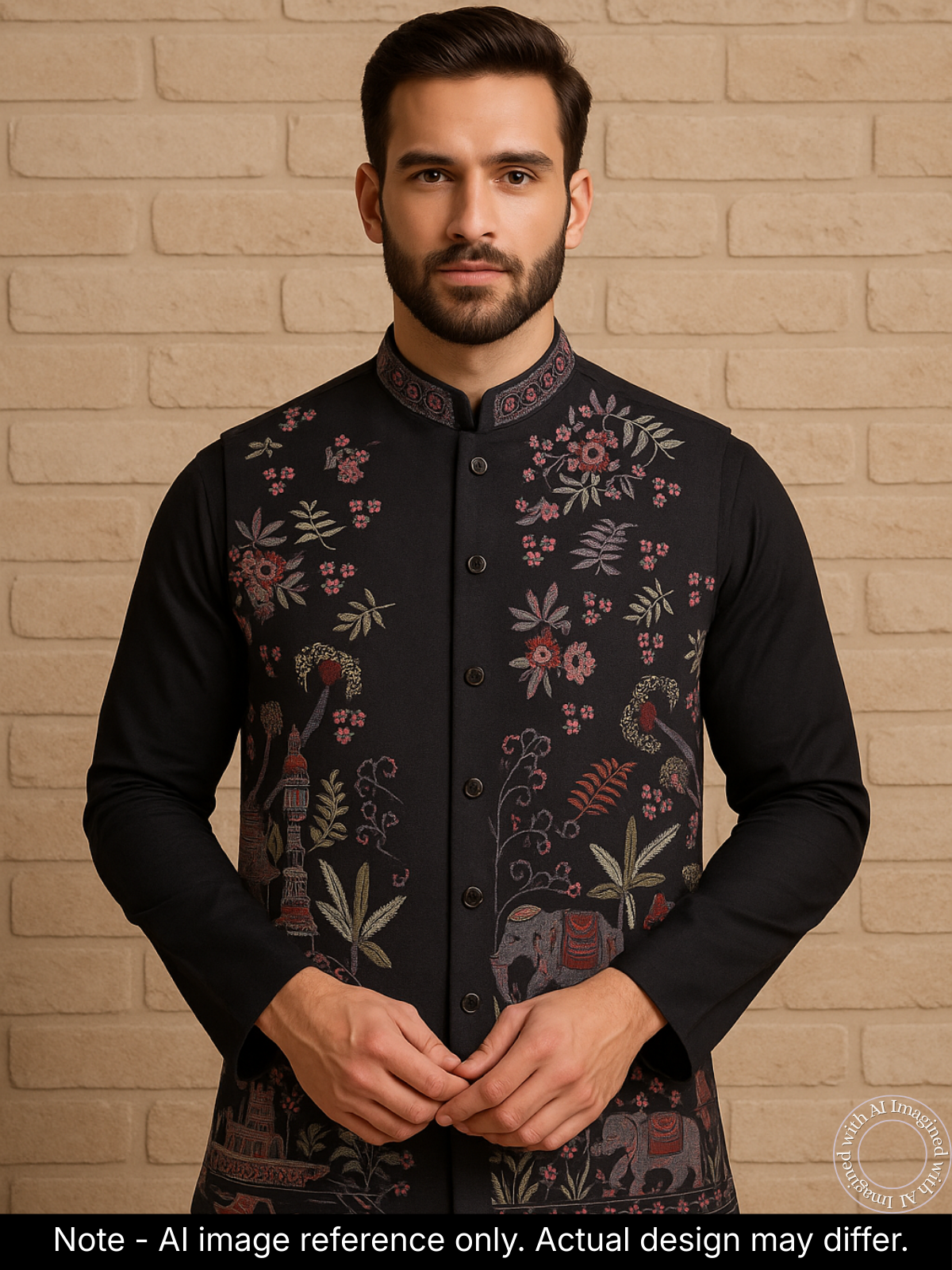 The Riwaayat – Unstitched Black Nehru Jacket Fabric for Men 16806