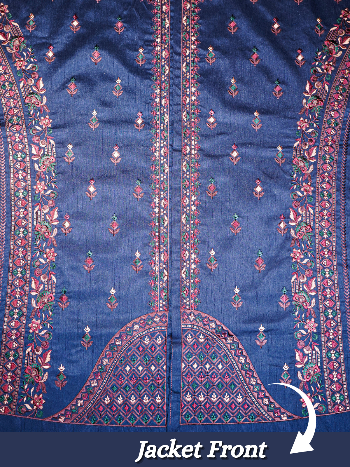The Riwaayat – Unstitched Navy Blue Nehru Jacket Fabric for Men 16807
