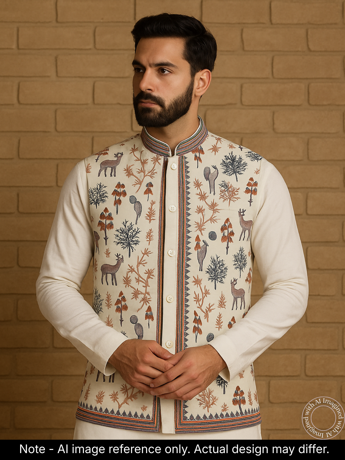 The Riwaayat – Unstitched White Nehru Jacket Fabric for Men 16808