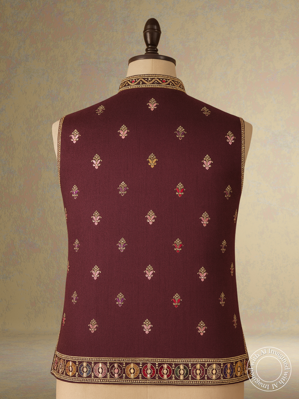 The Riwaayat – Unstitched Wine Nehru Jacket Fabric for Men 16813