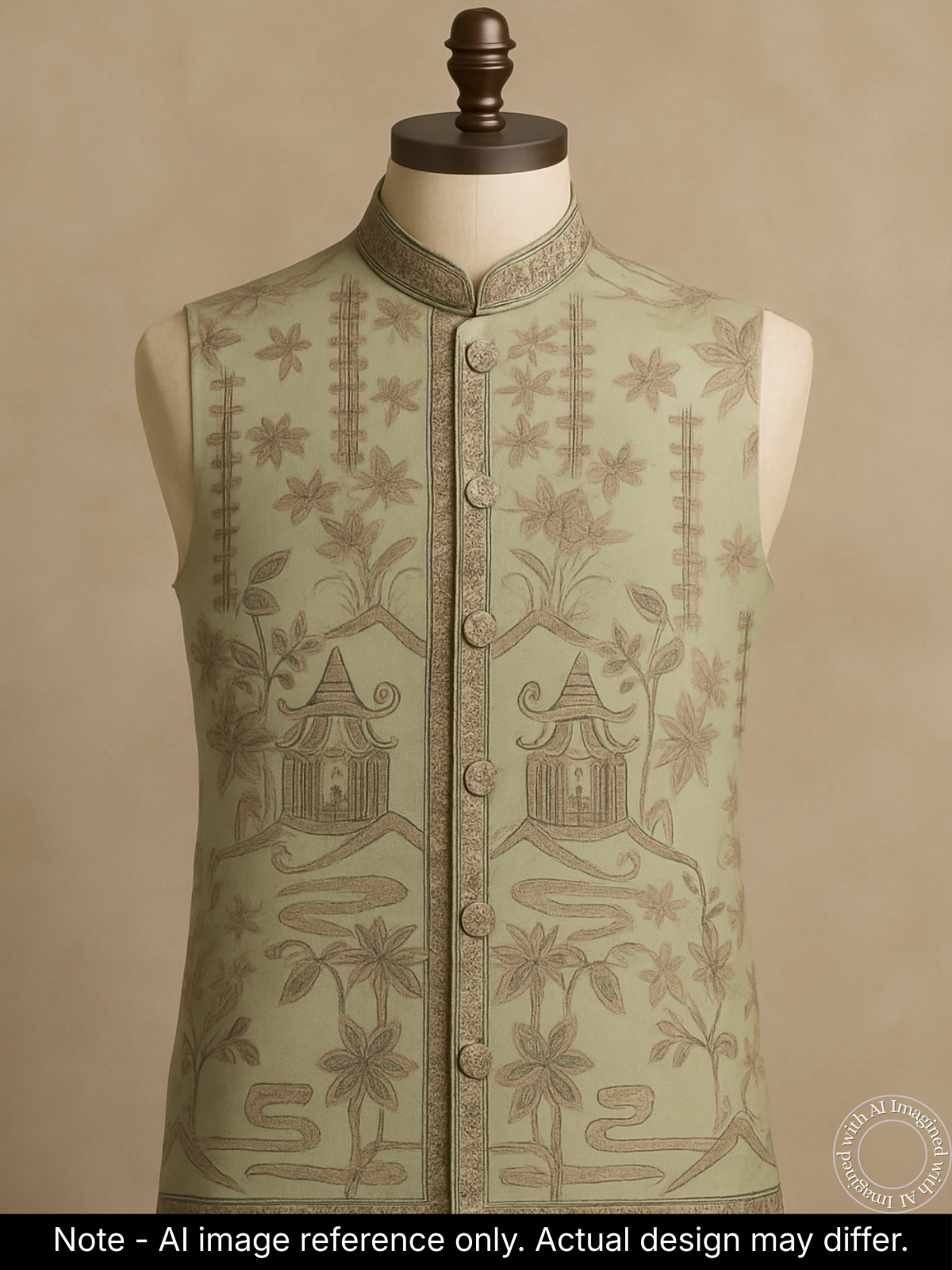 The Riwaayat – Unstitched Green Nehru Jacket Fabric for Men 16814