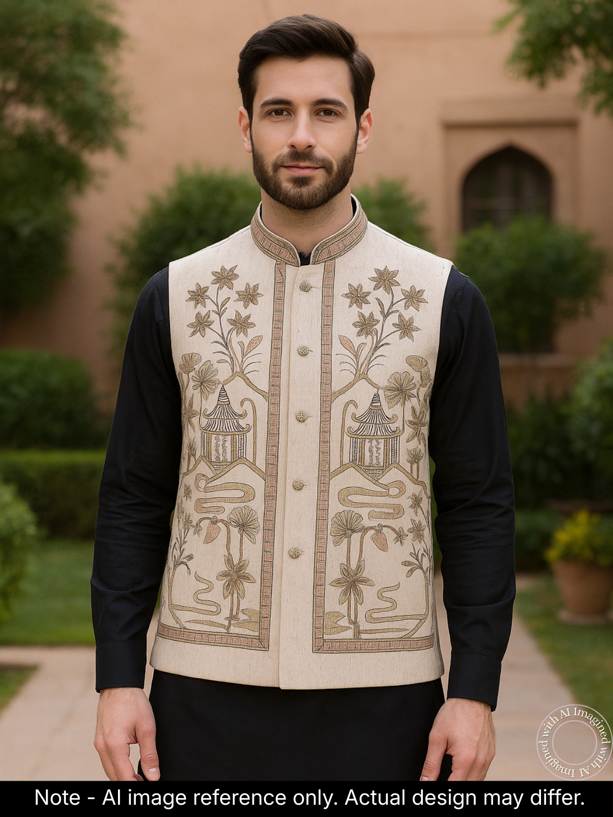 The Riwaayat – Unstitched Cream Nehru Jacket Fabric for Men 16815