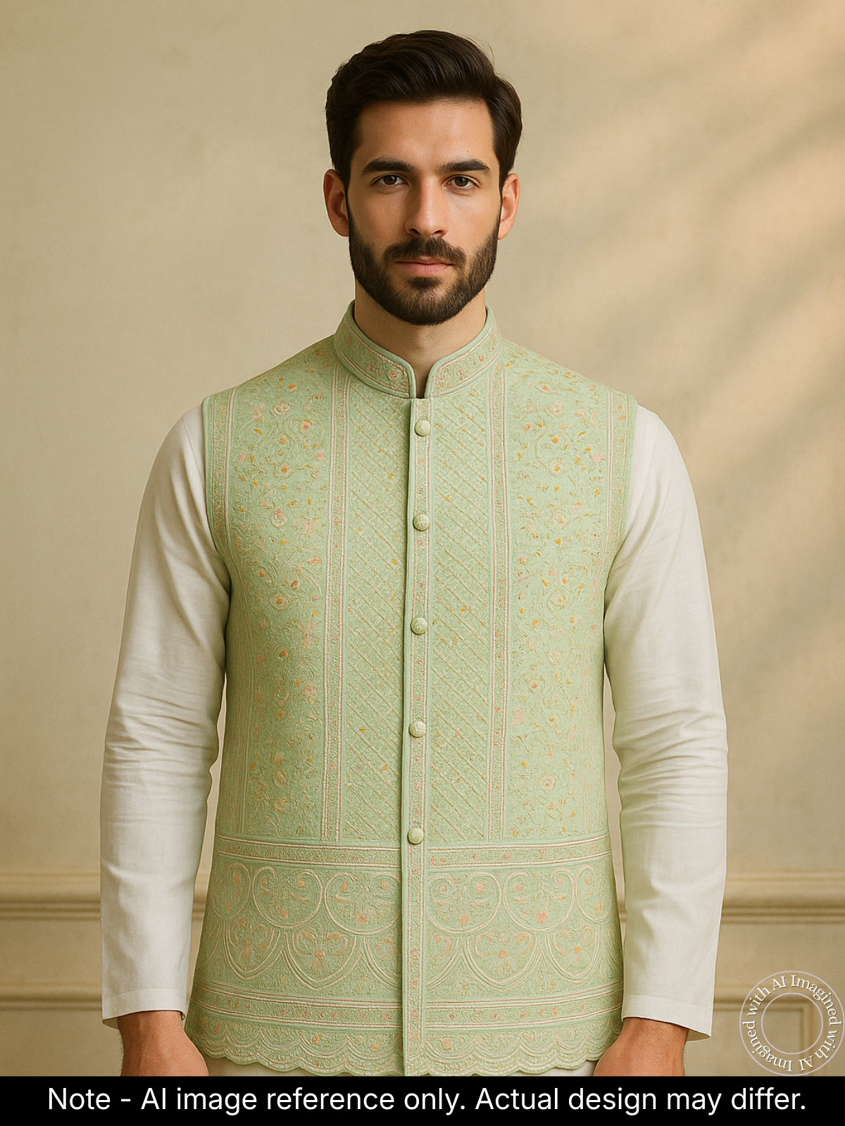 The Riwaayat – Unstitched Pista Green Nehru Jacket Fabric for Men 16817