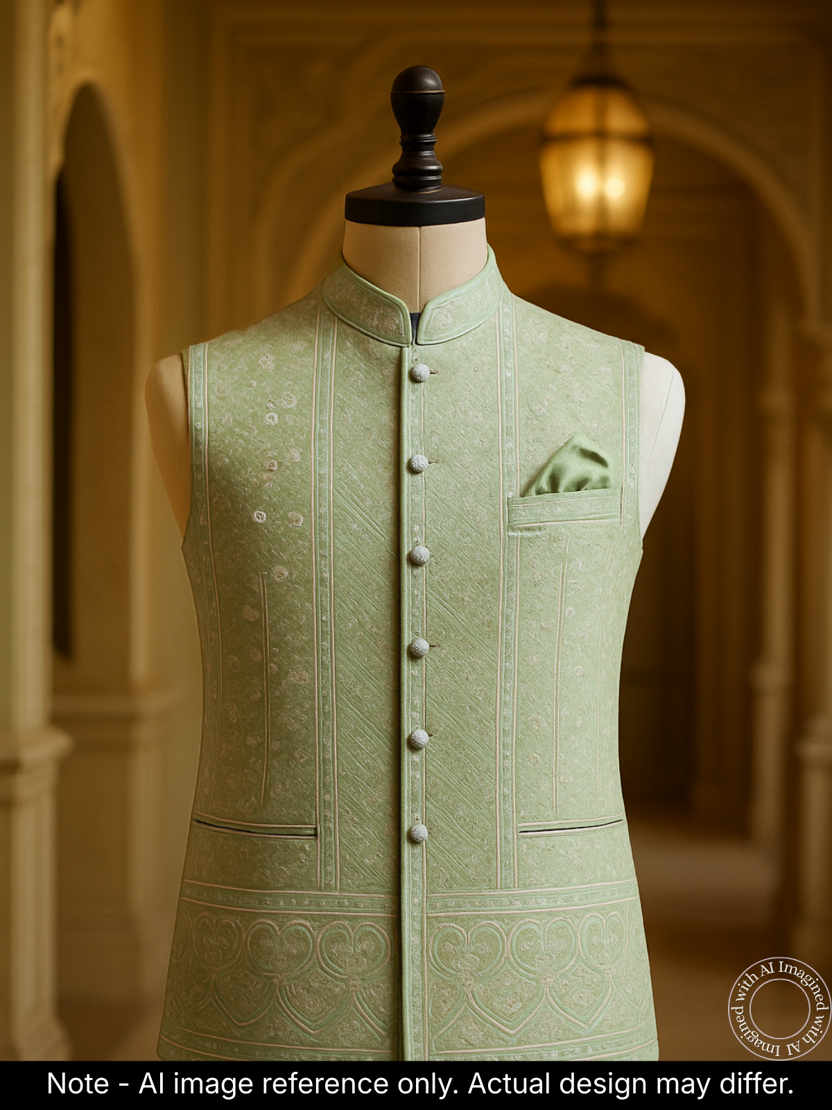 The Riwaayat – Unstitched Pista Green Nehru Jacket Fabric for Men 16817