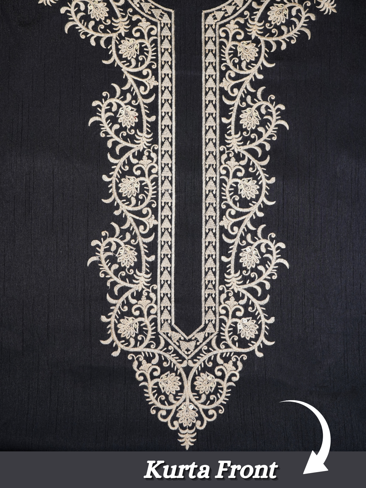 The Kohinoor – Unstitched Black Kurta Fabric for Men 16822